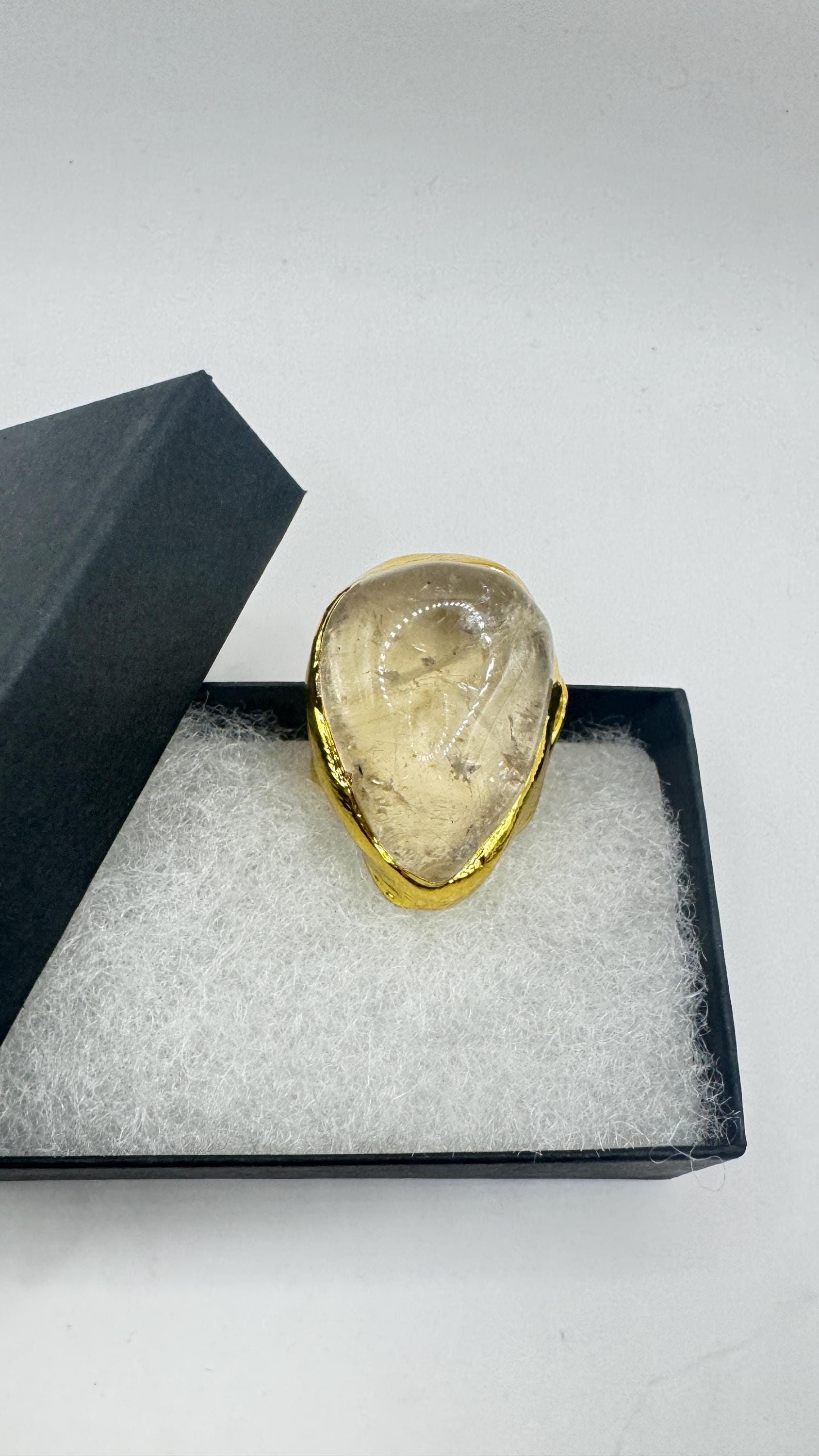Vintage Clear Quartz Cocktail Ring Adjustable