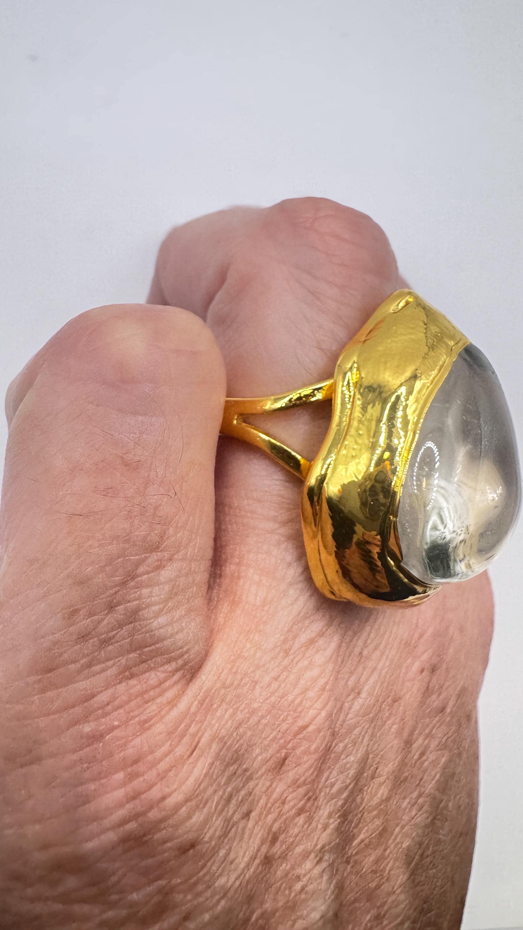 Vintage Clear Quartz Cocktail Ring Adjustable