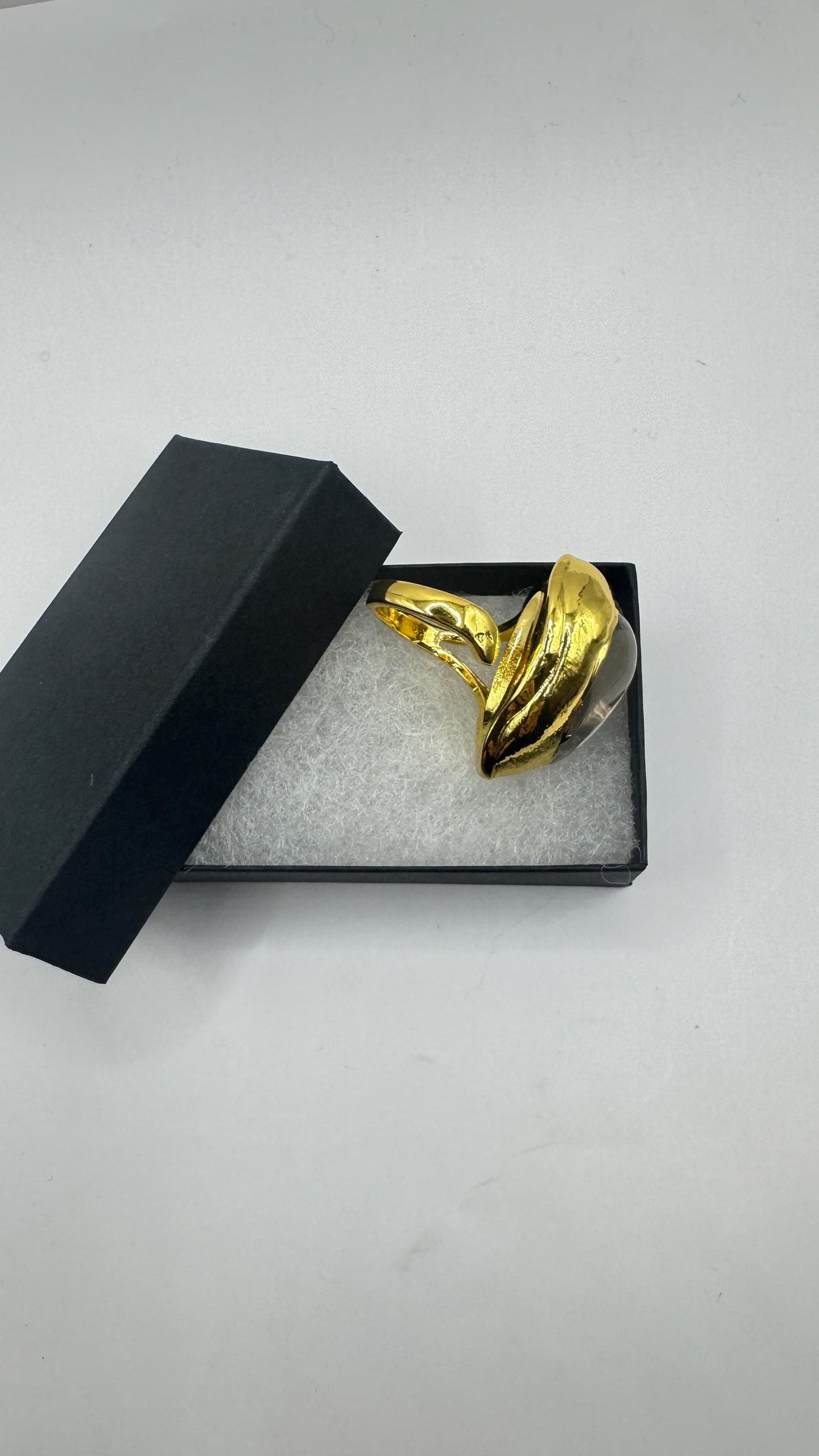 Vintage Clear Quartz Cocktail Ring Adjustable