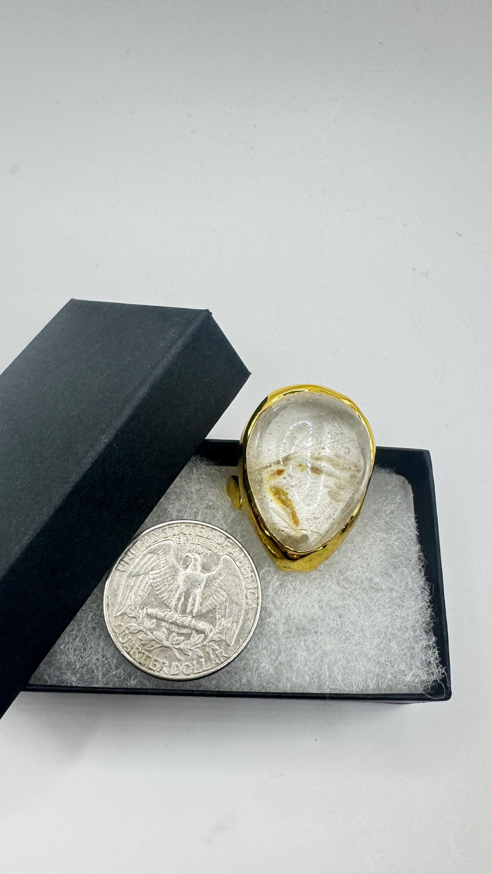 Vintage Clear Quartz Cocktail Ring Adjustable