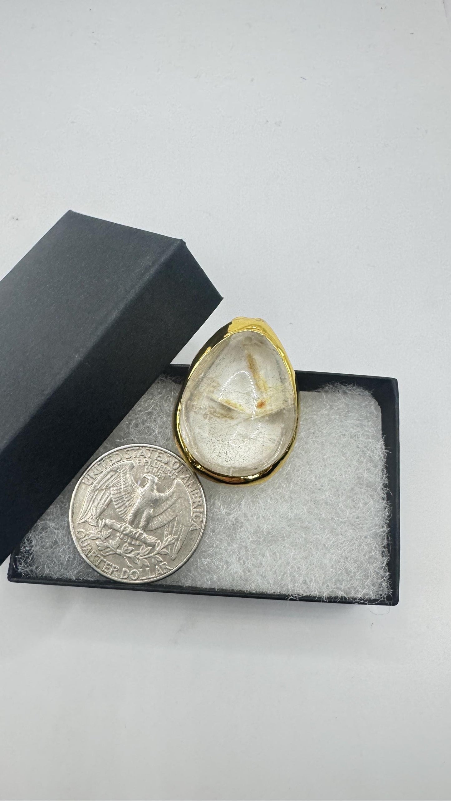 Vintage Clear Quartz Cocktail Ring Adjustable