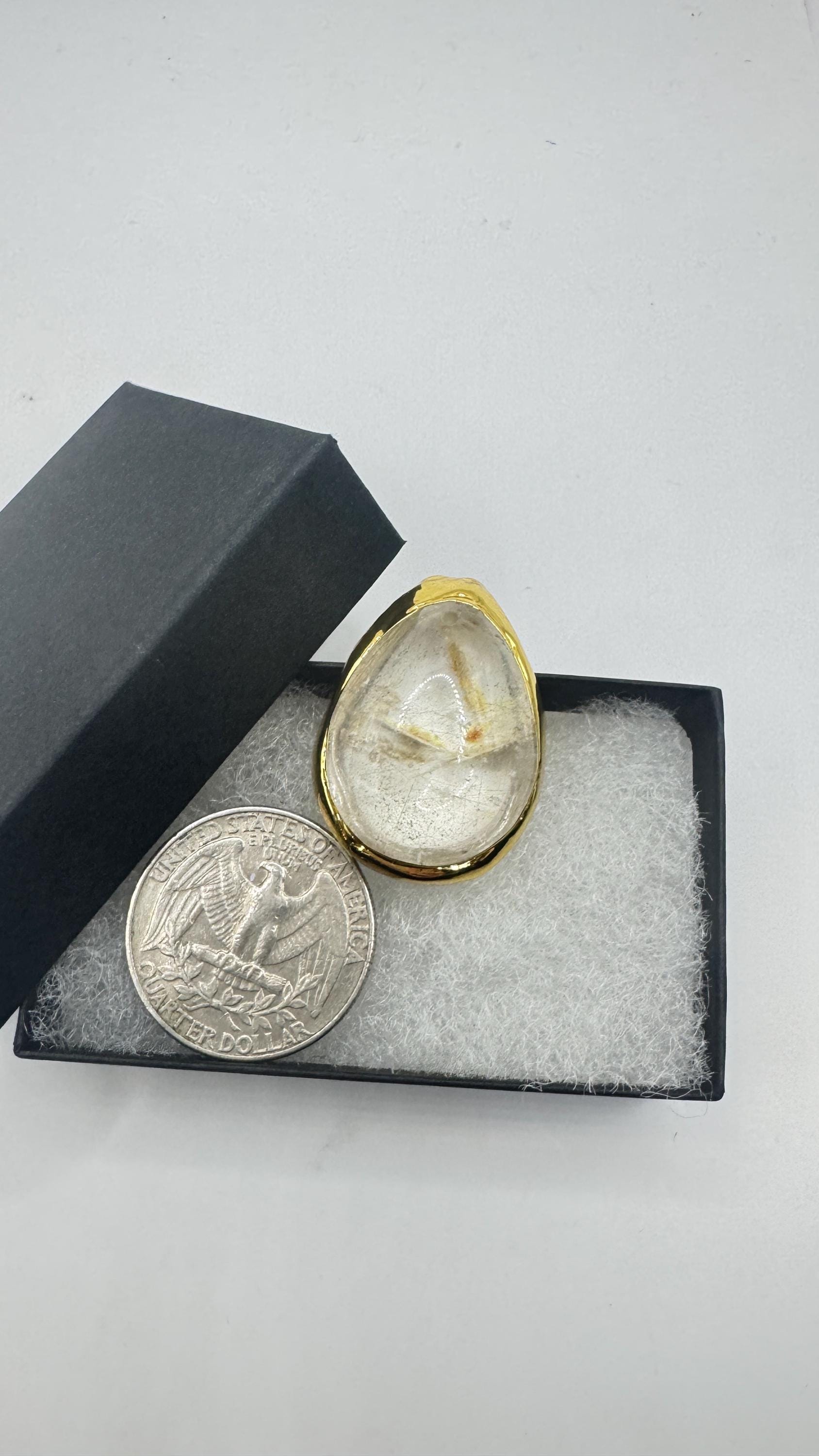 Vintage Clear Quartz Cocktail Ring Adjustable