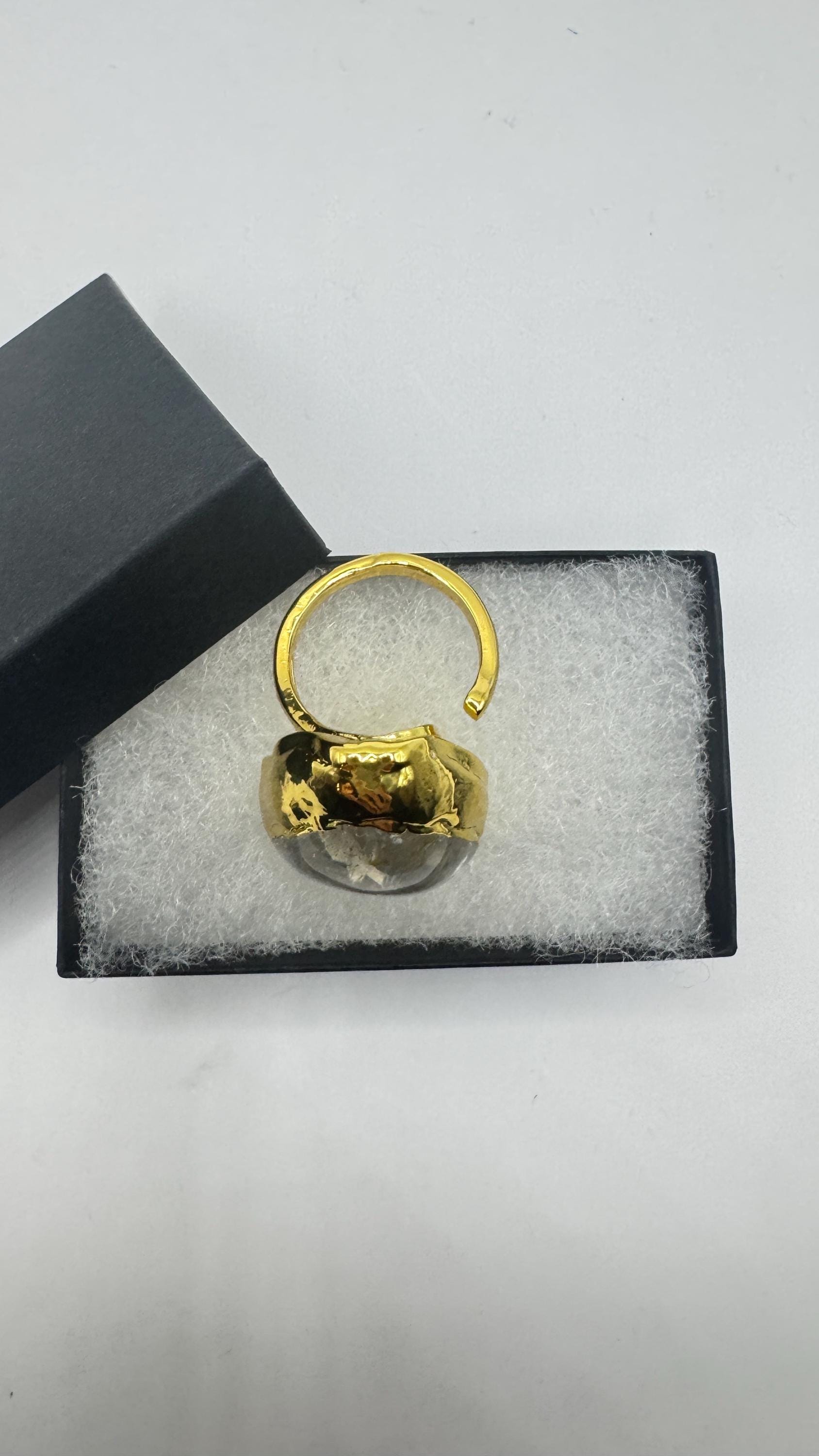 Vintage Clear Quartz Cocktail Ring Adjustable