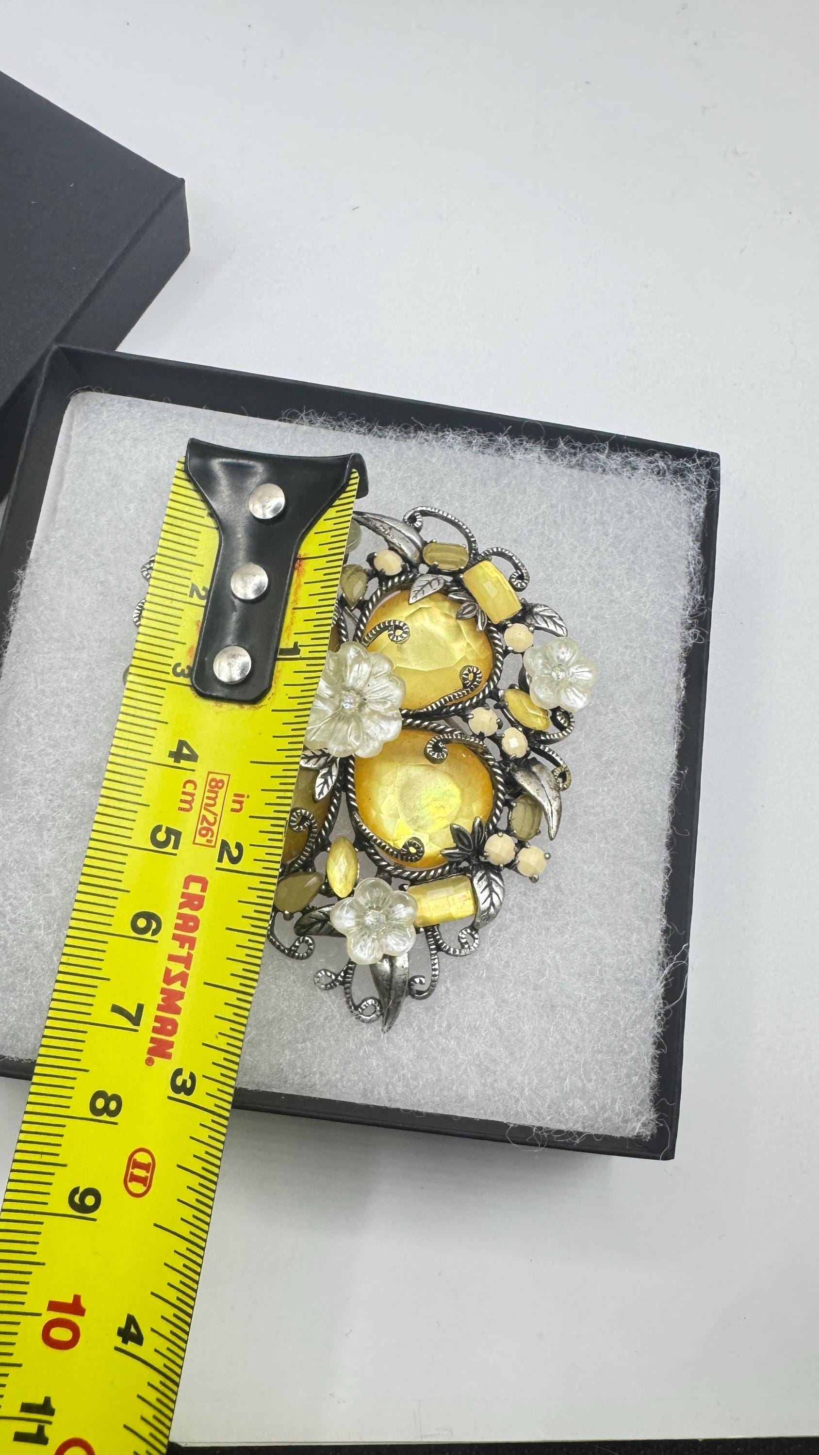 Vintage Rhinestone Black Crystal Brooch Pin