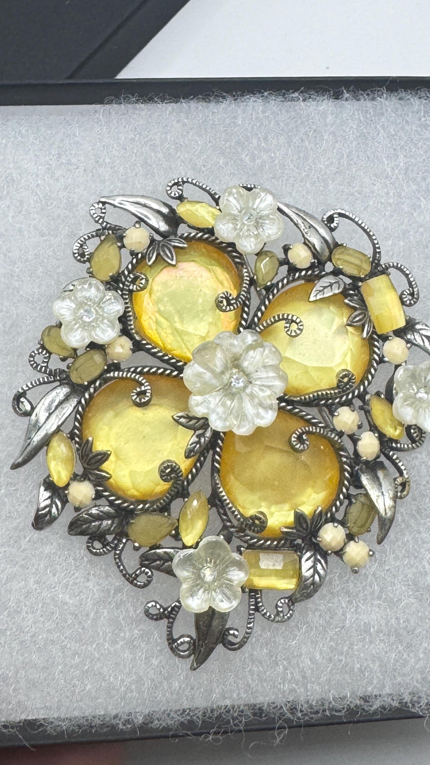 Vintage Rhinestone Black Crystal Brooch Pin