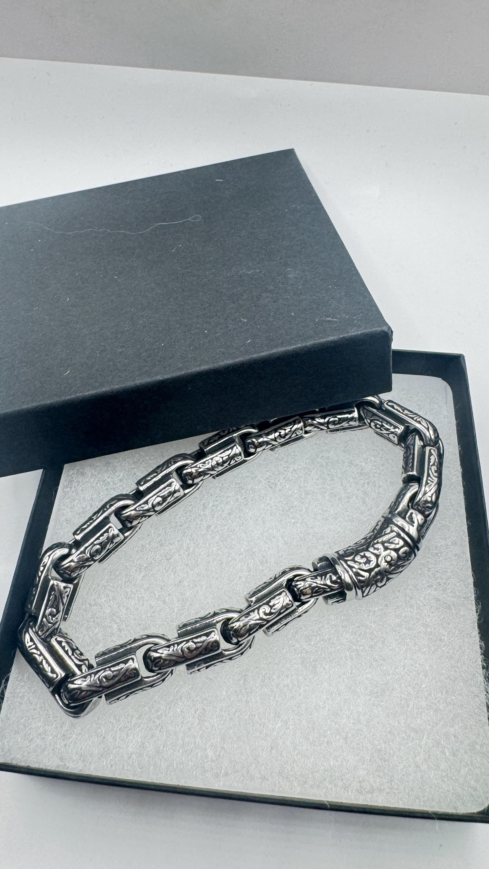 Vintage Style Unisex Men Gothic Silver Stainless Steel Bracelet