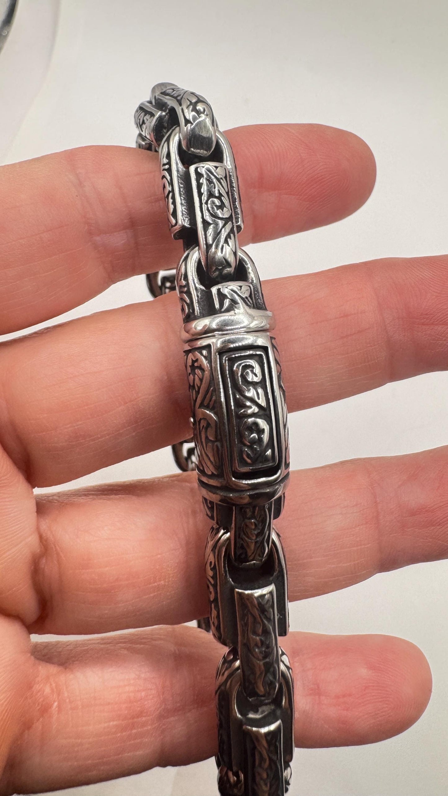 Vintage Style Unisex Men Gothic Silver Stainless Steel Bracelet