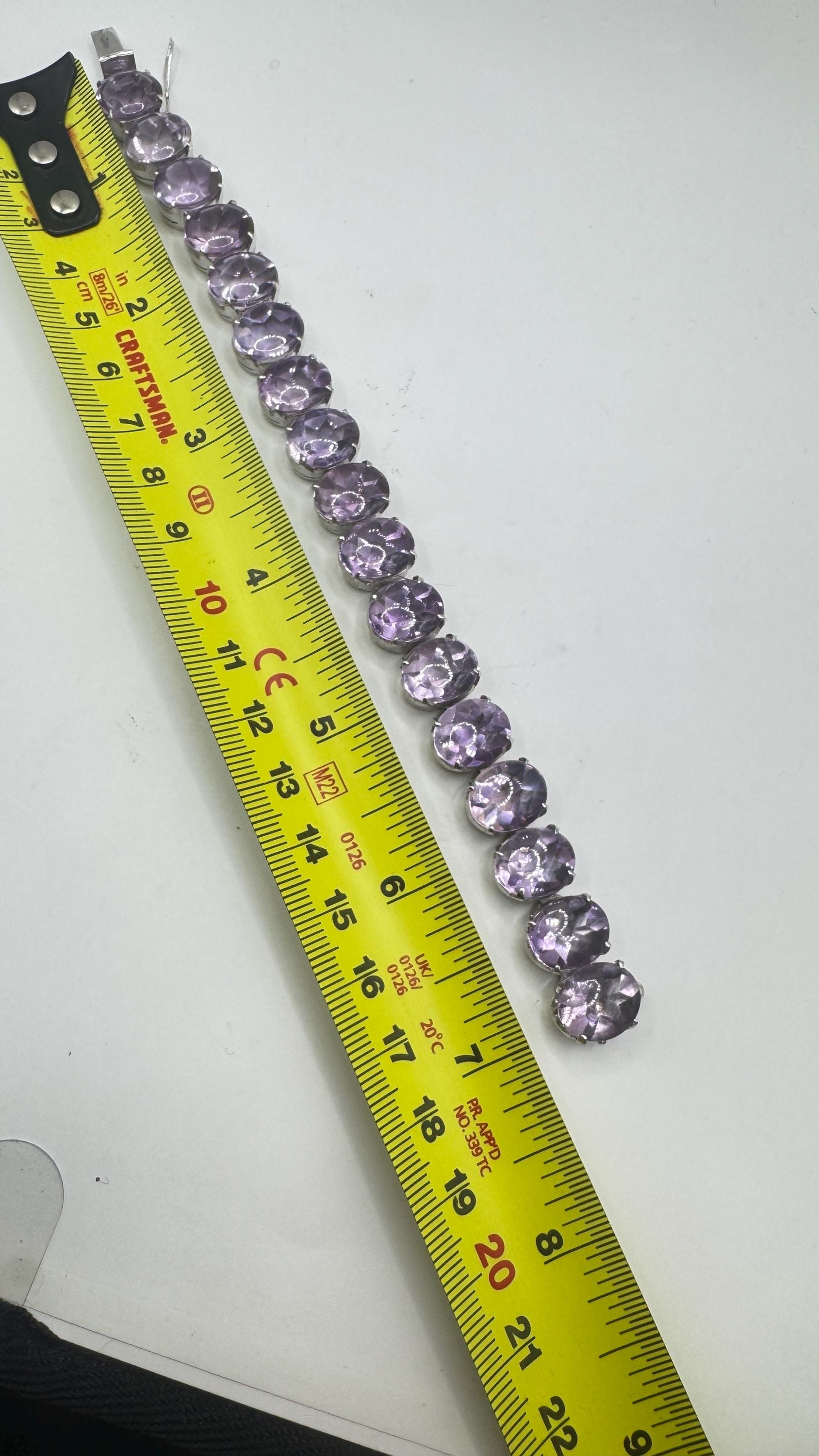 Vintage Purple Amethyst Tennis Bracelet 925 Sterling Silver