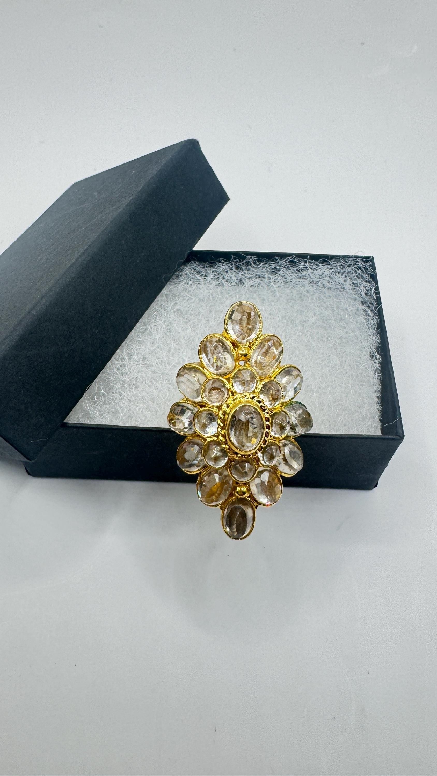 Vintage Golden 925 Sterling Silver White Sapphire Wedding Band Ring