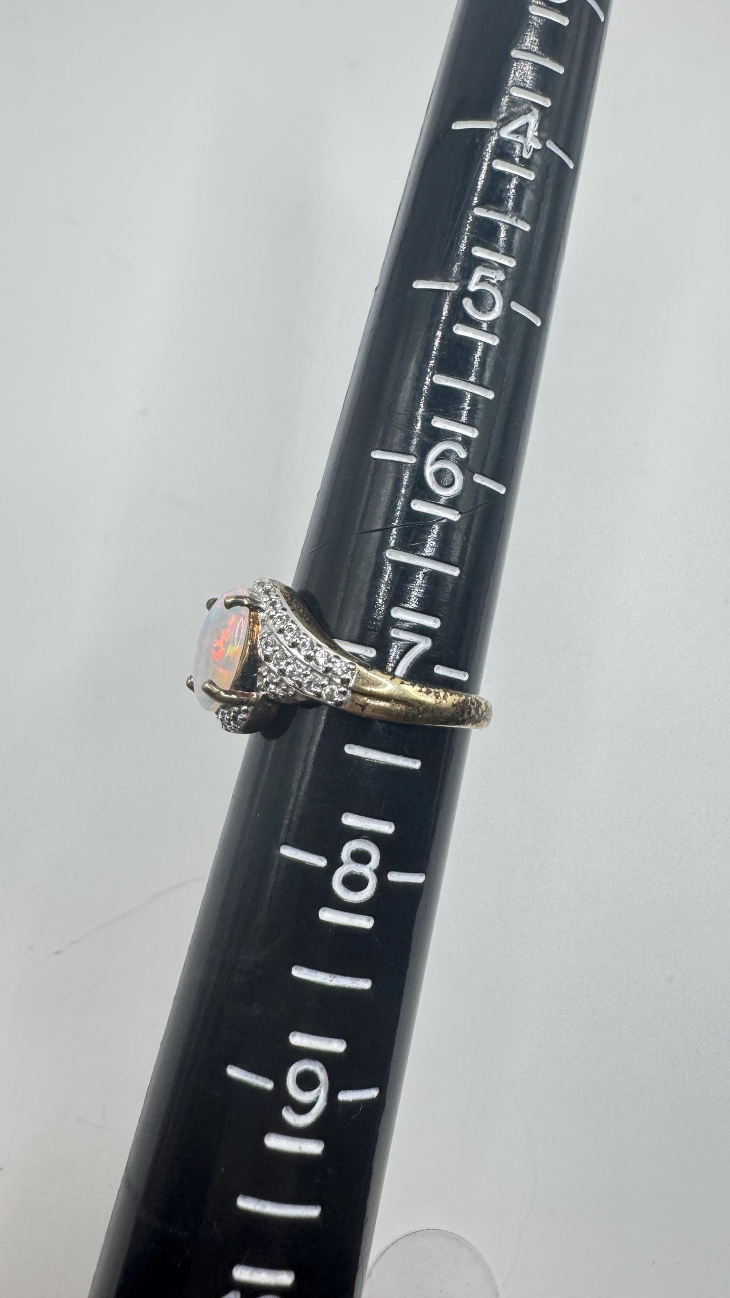 Vintage White Fire Opal Ring 925 Sterling Silver Rhodium