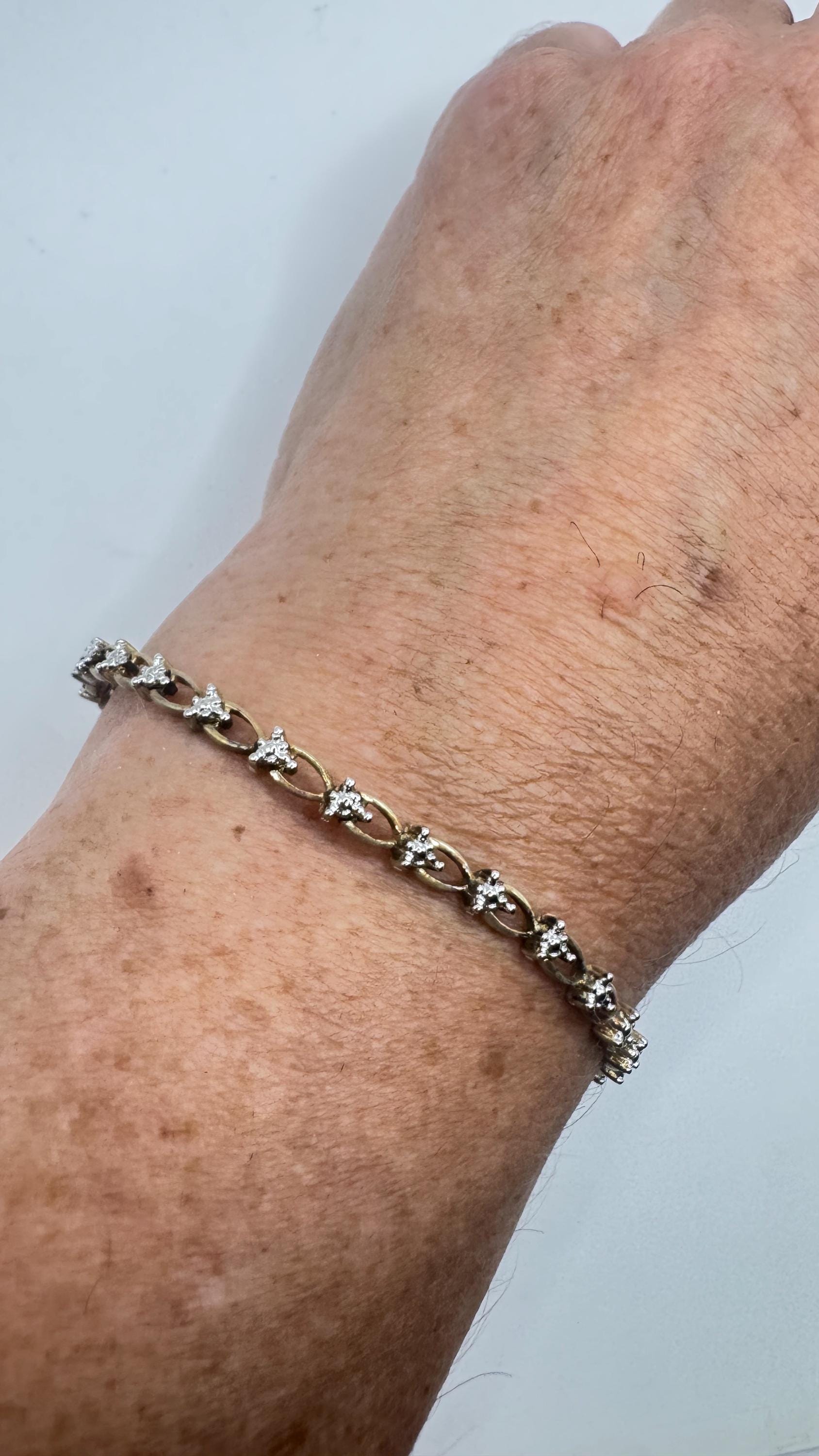 Vintage Diamond Heart Bracelet 925 Sterling Silver