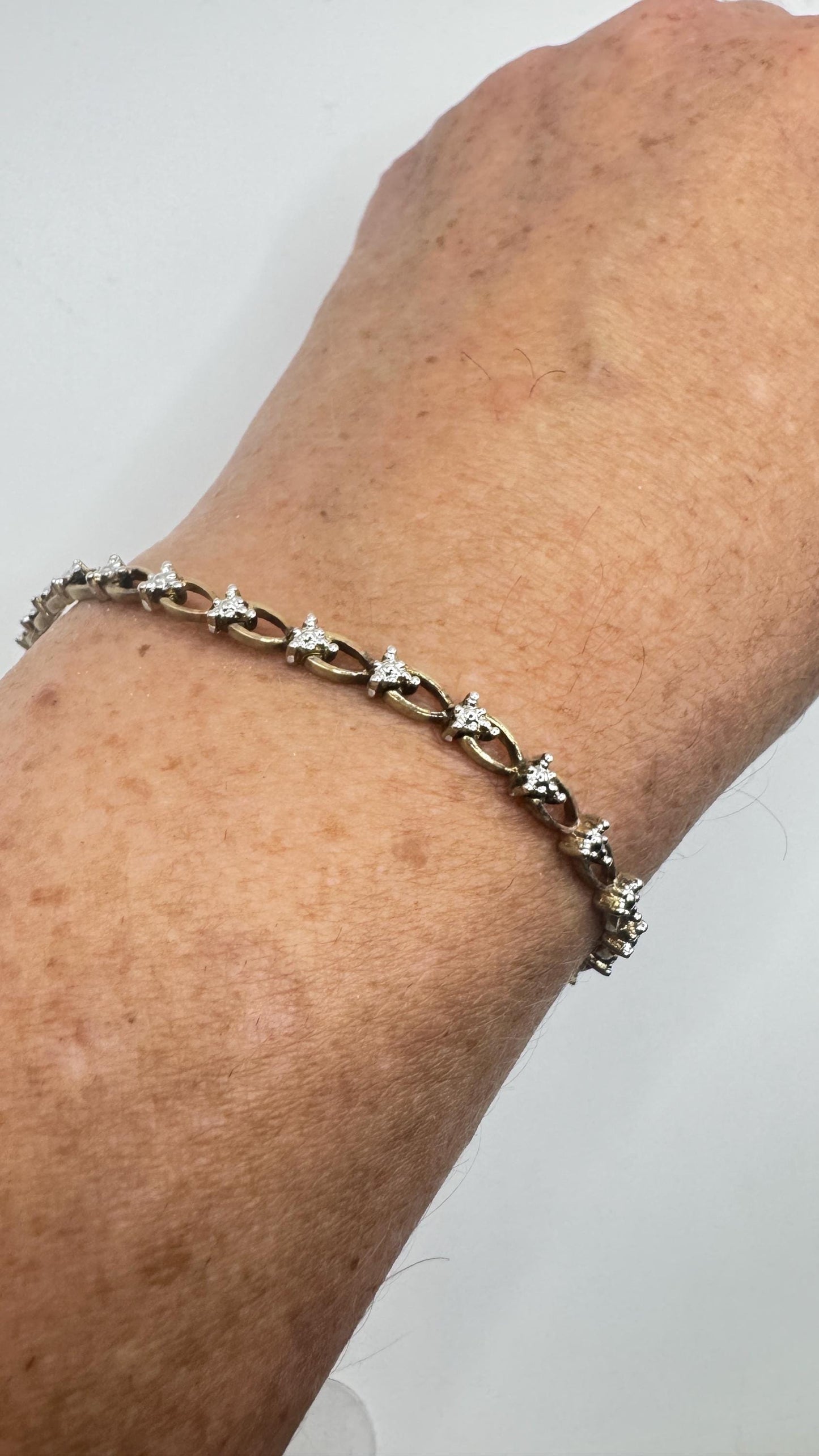 Vintage Diamond Heart Bracelet 925 Sterling Silver