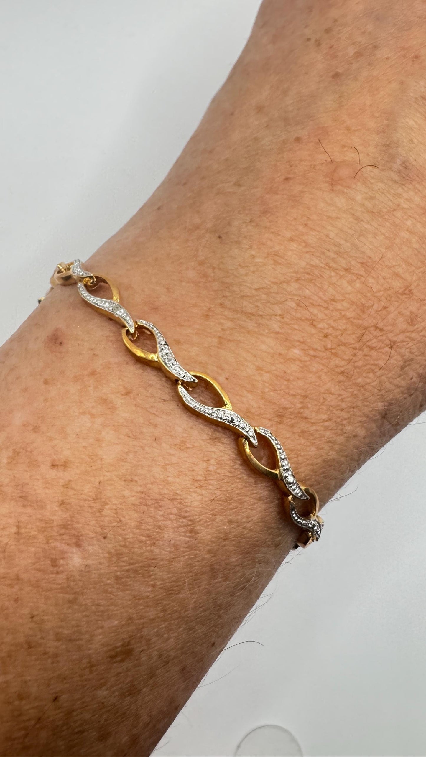 Vintage Diamond Bracelet Deco Golden 925 Sterling Silver
