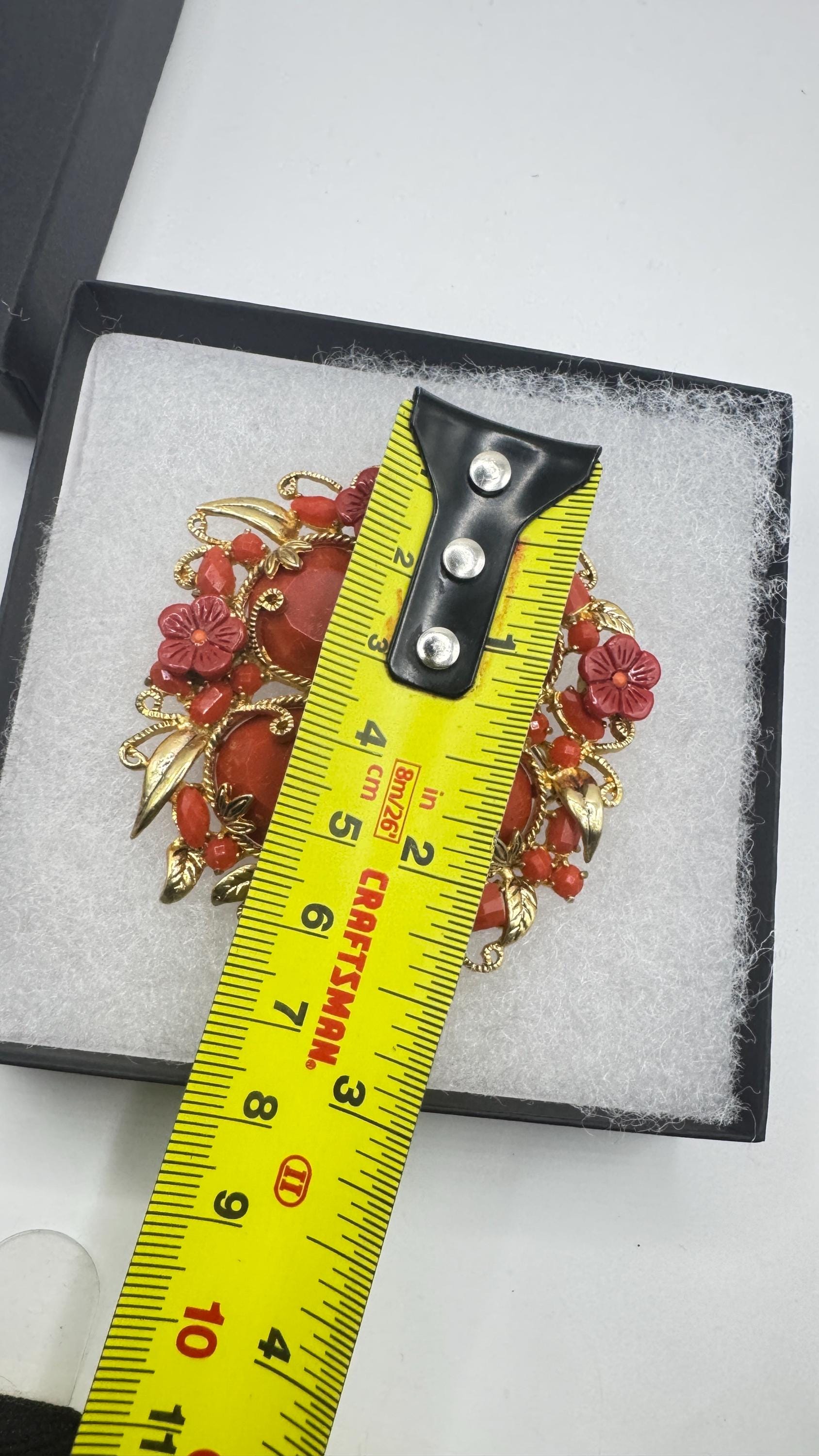 Vintage Rhinestone Red Crystal Brooch Pin