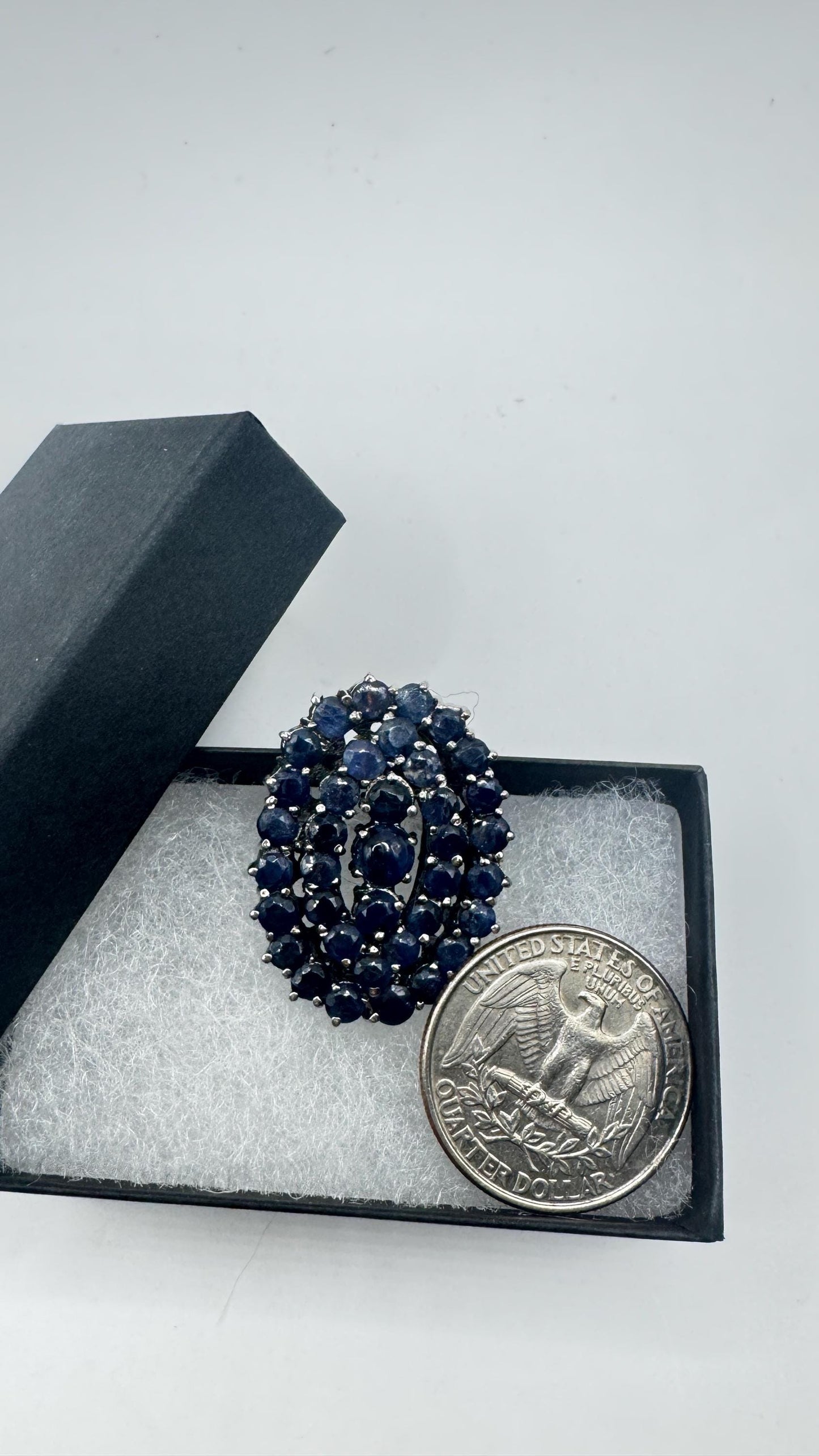 Vintage Blue Sapphire 925 Sterling Silver Gothic Ring Size 7