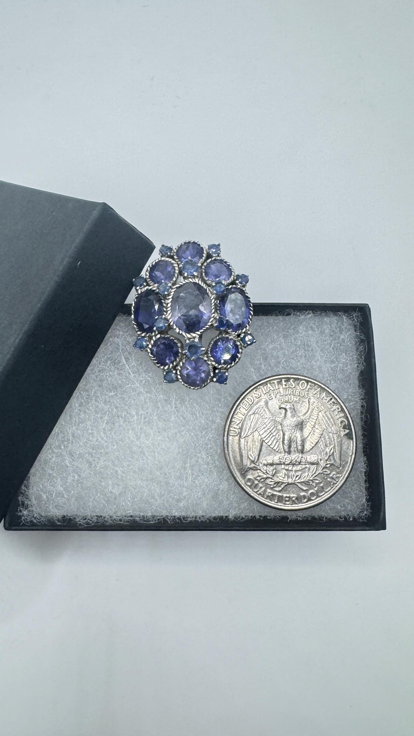 Vintage Blue Sapphire 925 Sterling Silver Gothic Ring Size 5.5