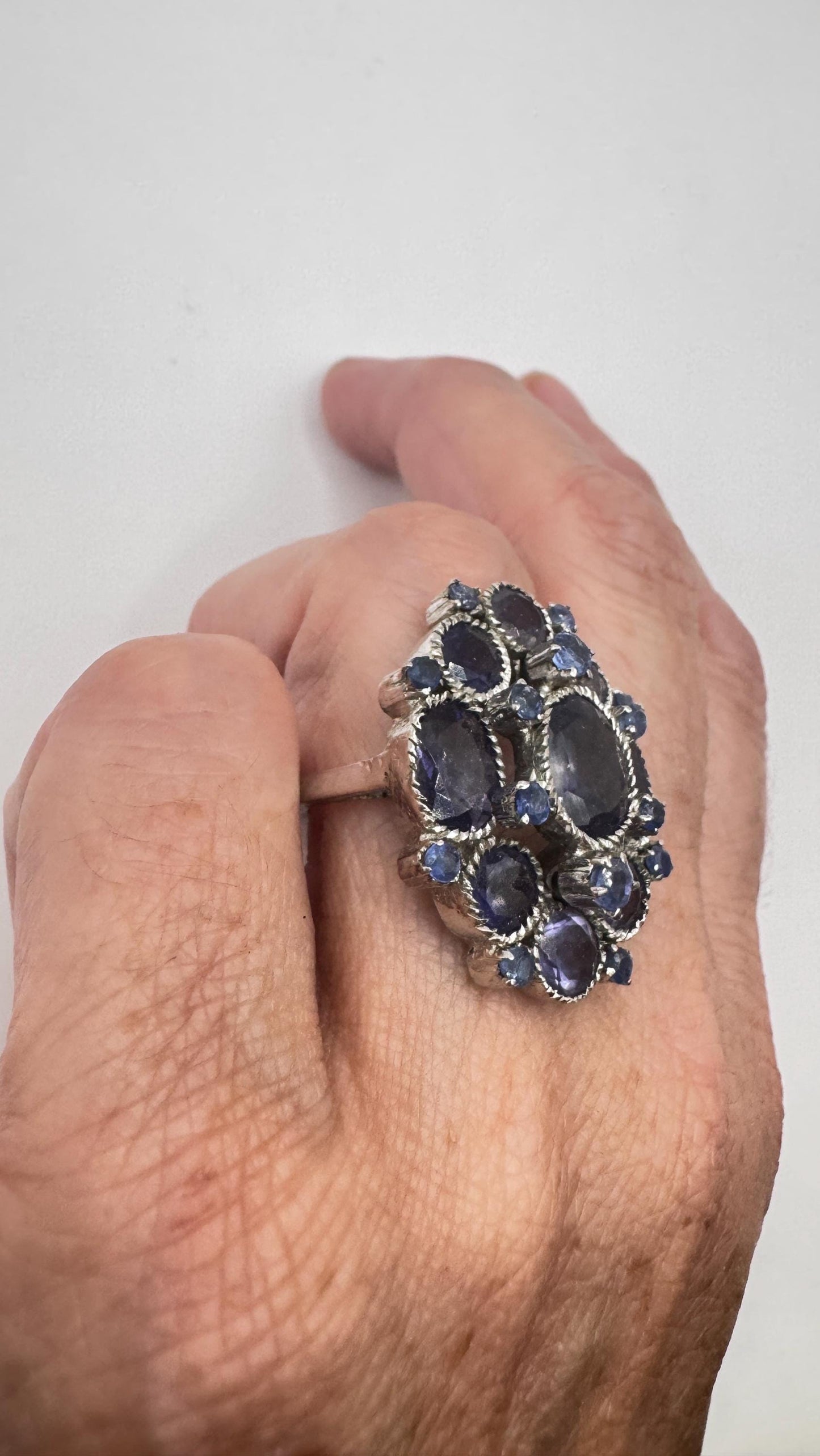 Vintage Blue Sapphire 925 Sterling Silver Gothic Ring Size 5.5