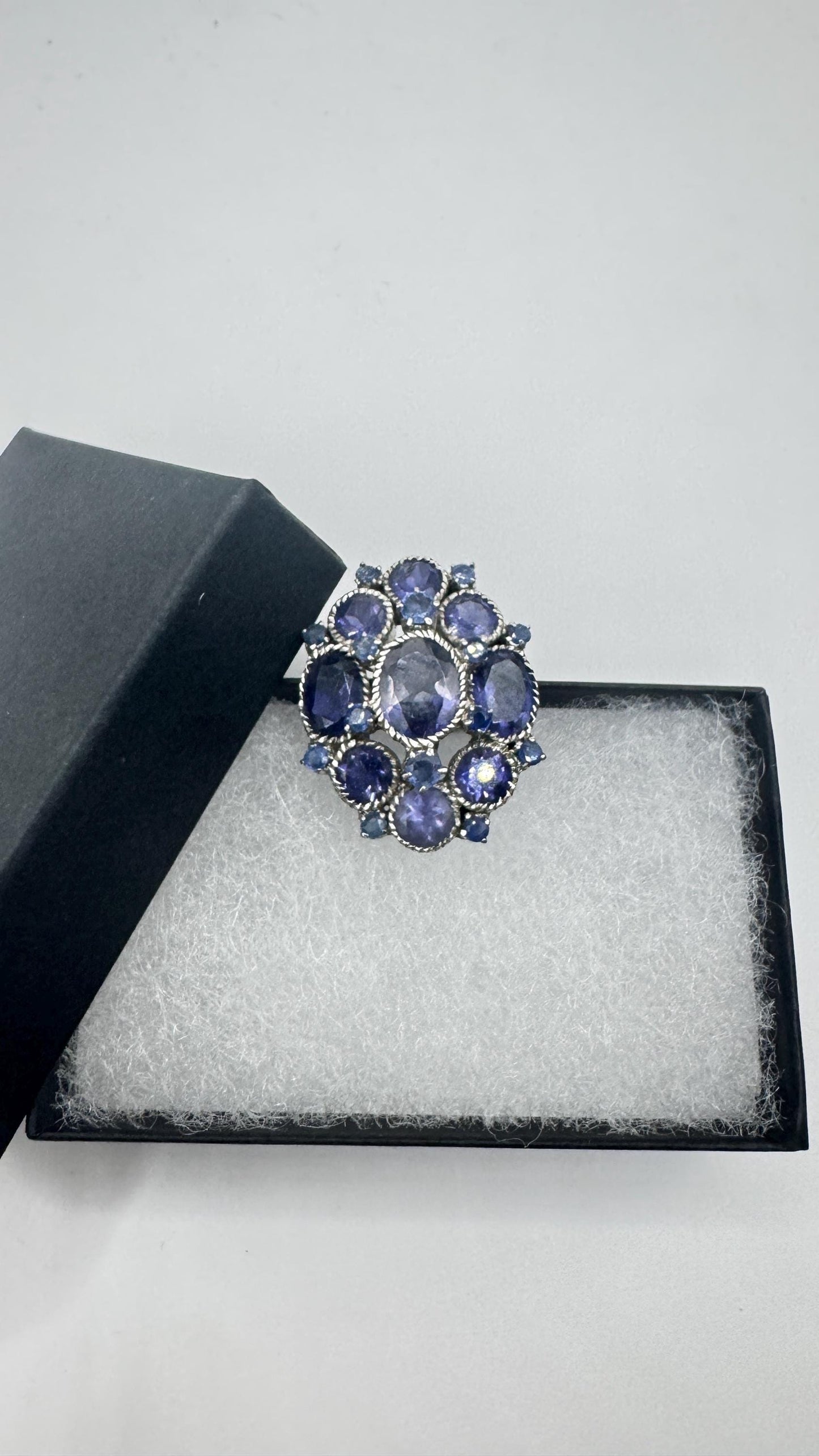 Vintage Blue Sapphire 925 Sterling Silver Gothic Ring Size 5.5