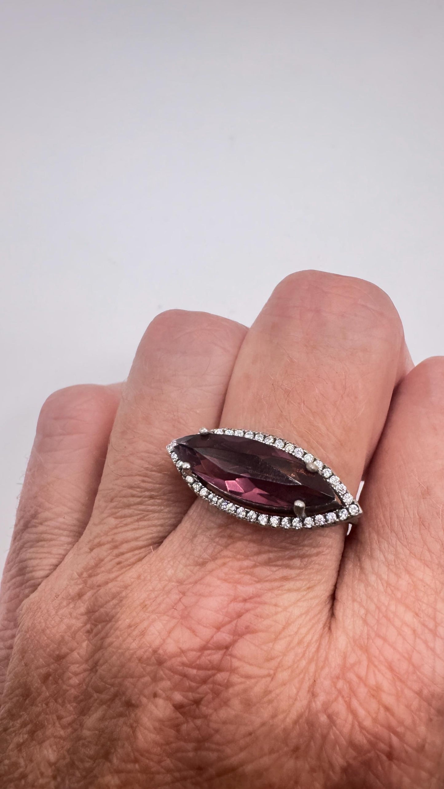 Vintage Purple Amethyst Ring 925 Sterling Silver Size 8.5