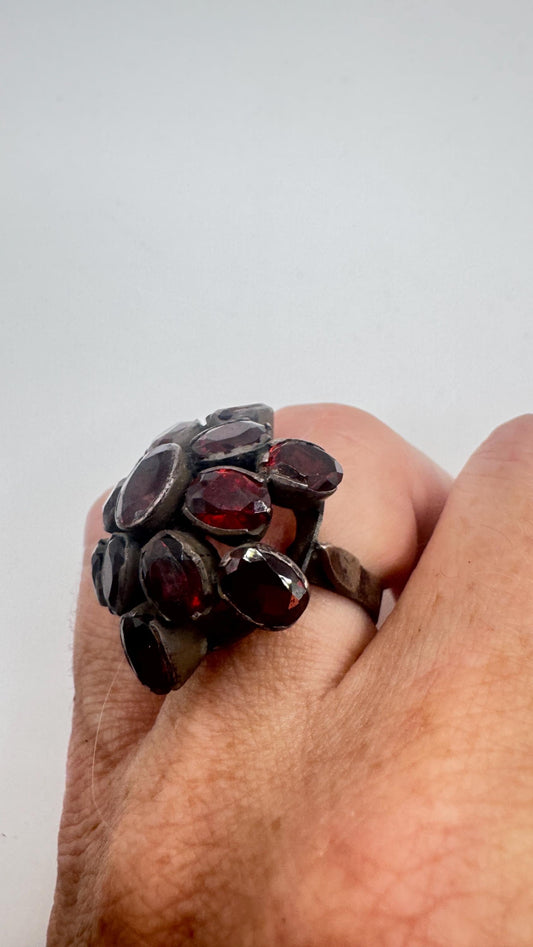 Vintage Red Bohemian Garnet Ring 925 Sterling Silver Size 5