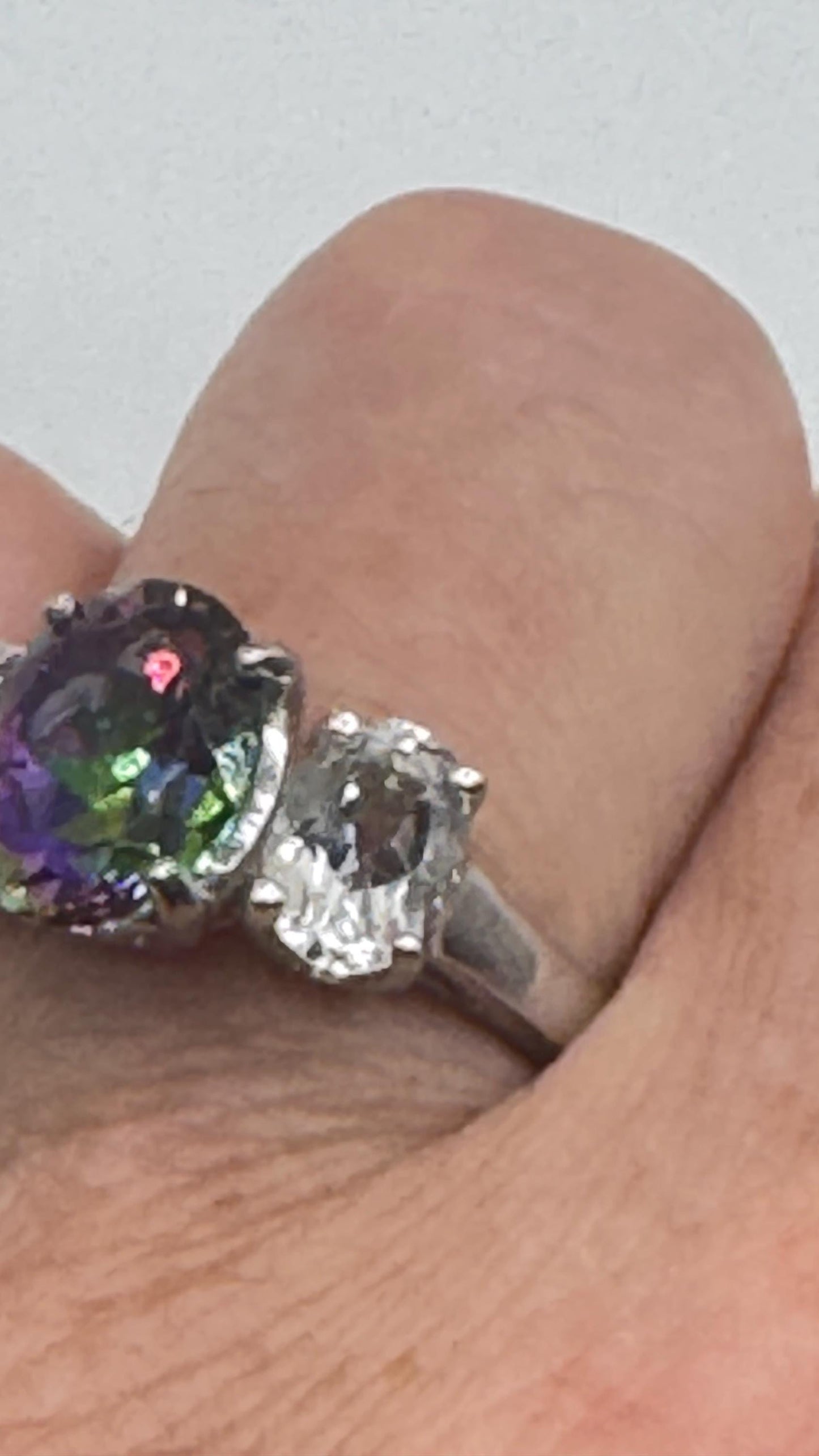 Vintage Genuine Mystic Blue Topaz 925 Sterling Silver Ring