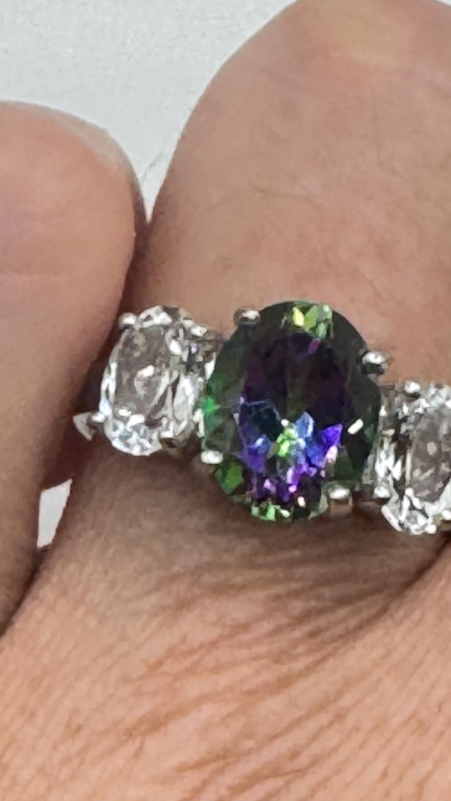 Vintage Genuine Mystic Blue Topaz 925 Sterling Silver Ring