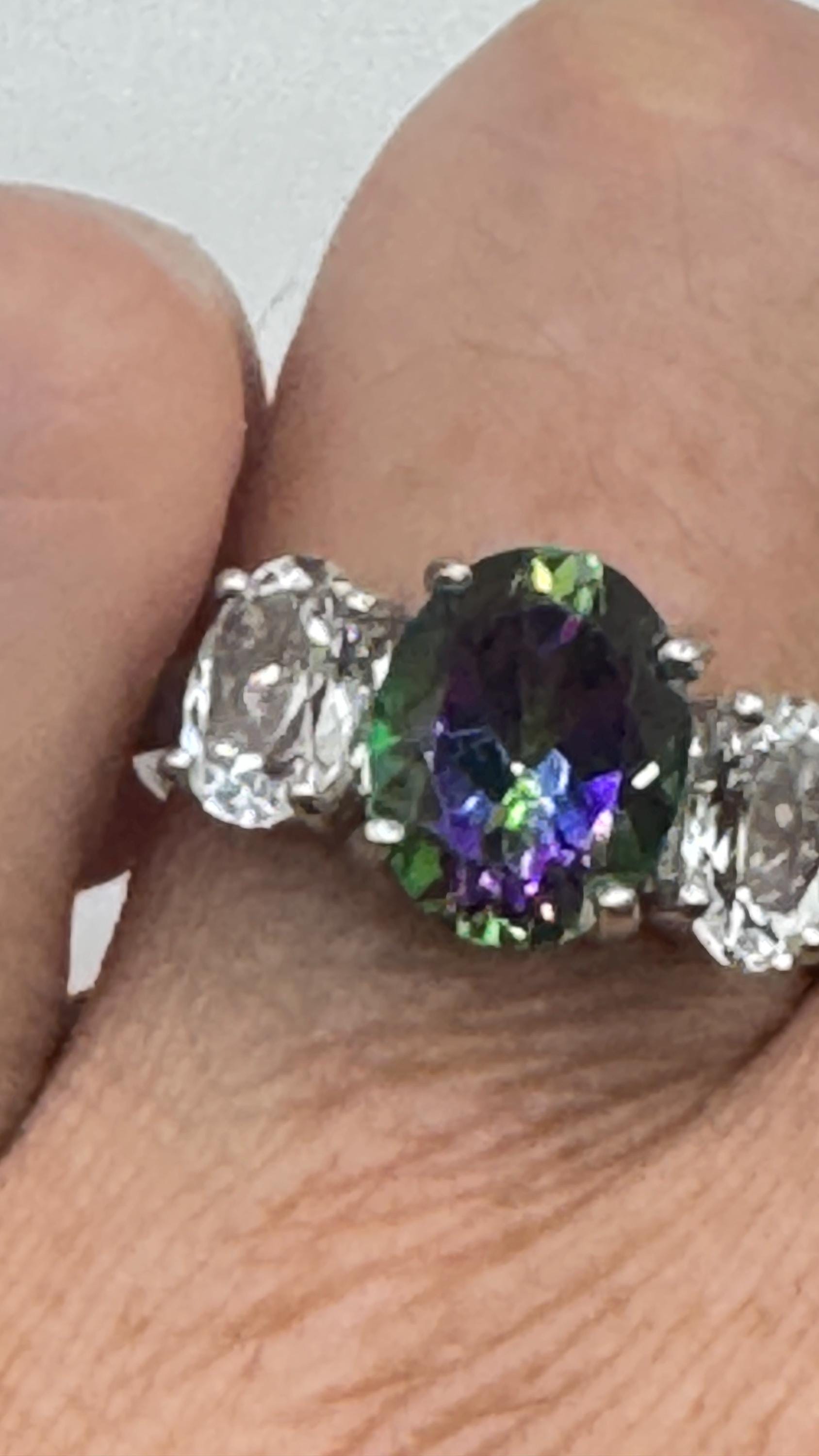 Vintage Genuine Mystic Blue Topaz 925 Sterling Silver Ring