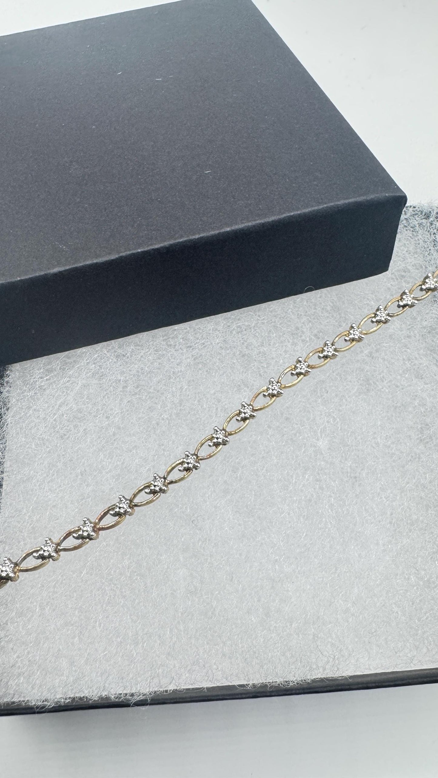 Vintage Diamond Heart Bracelet 925 Sterling Silver