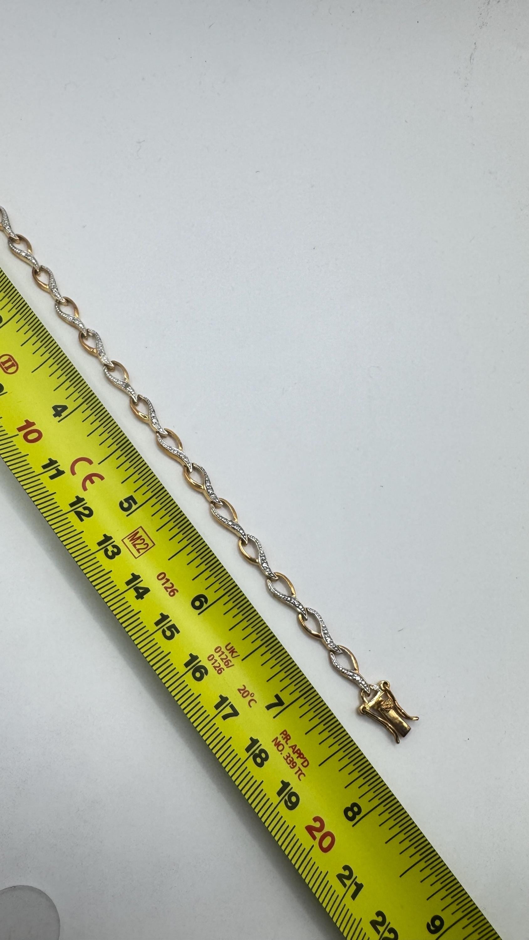 Vintage Diamond Bracelet Deco Golden 925 Sterling Silver
