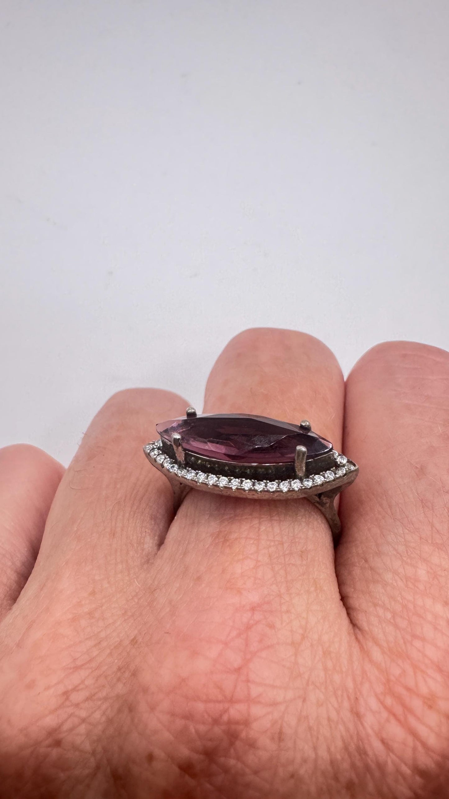 Vintage Purple Amethyst Ring 925 Sterling Silver Size 8.5