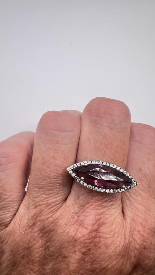Vintage Purple Amethyst Ring 925 Sterling Silver Size 8.5