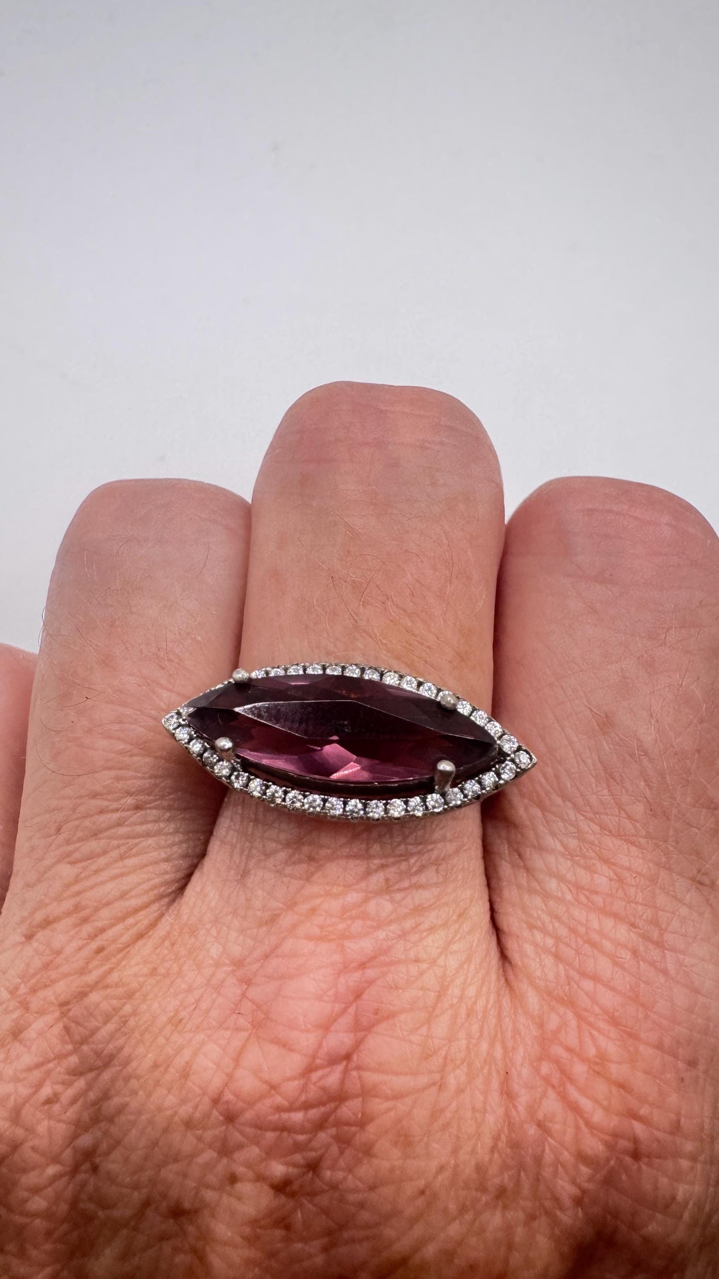 Vintage Purple Amethyst Ring 925 Sterling Silver Size 8.5