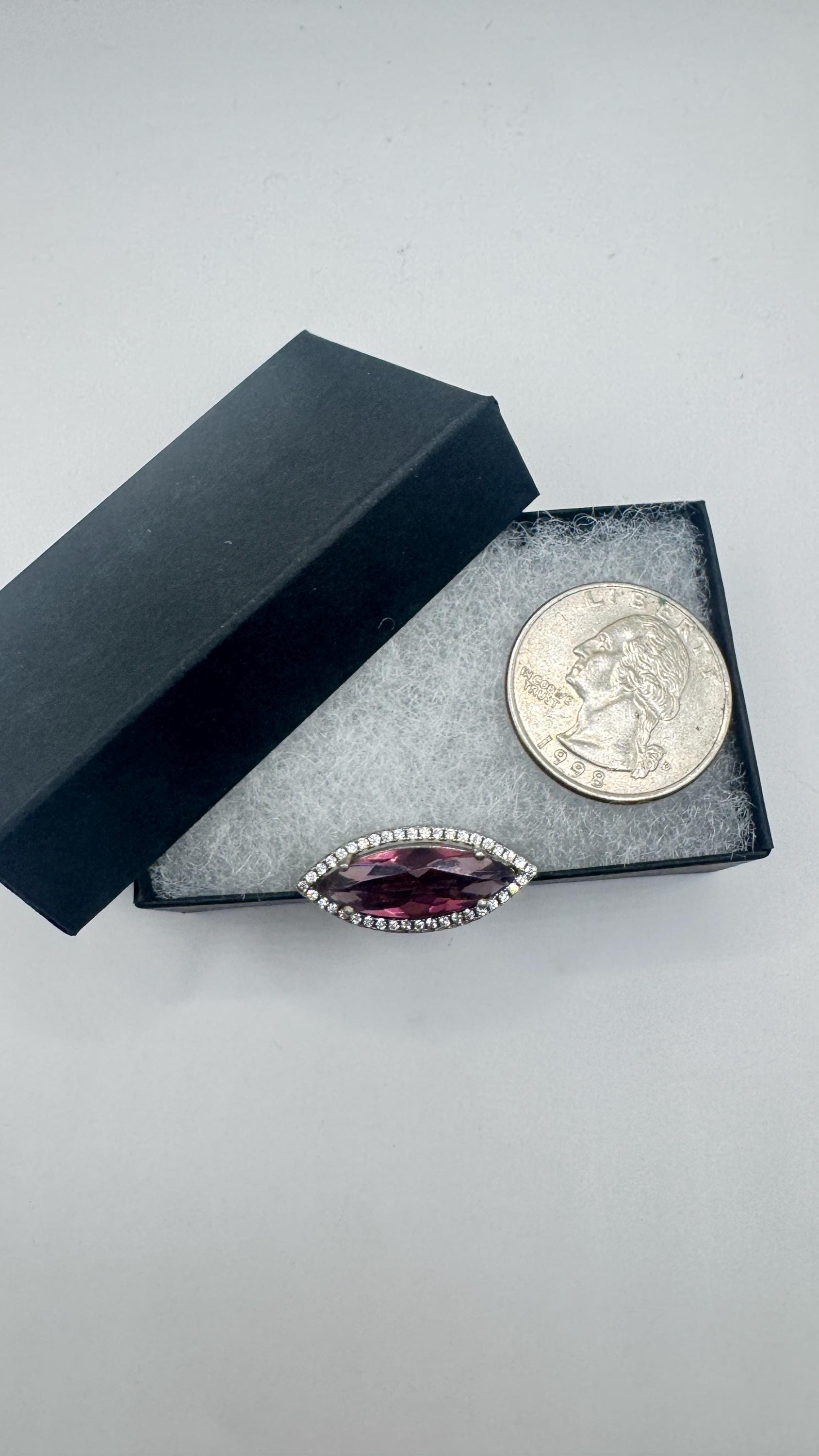 Vintage Purple Amethyst Ring 925 Sterling Silver Size 8.5