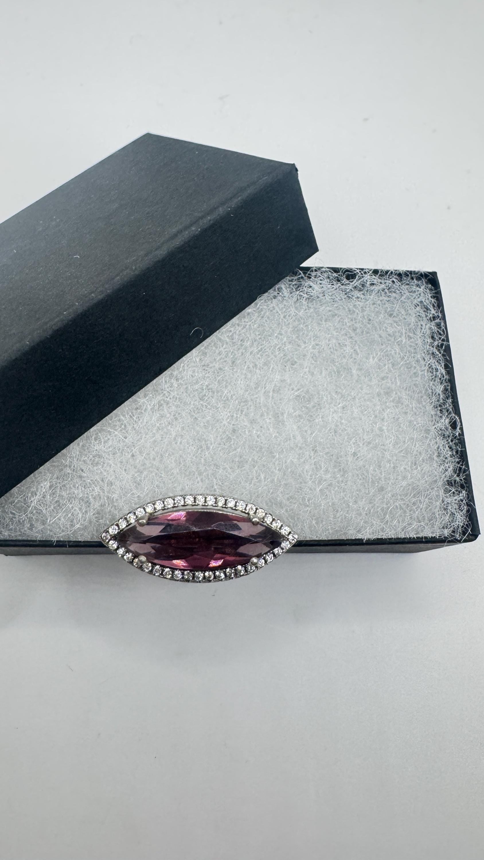 Vintage Purple Amethyst Ring 925 Sterling Silver Size 8.5