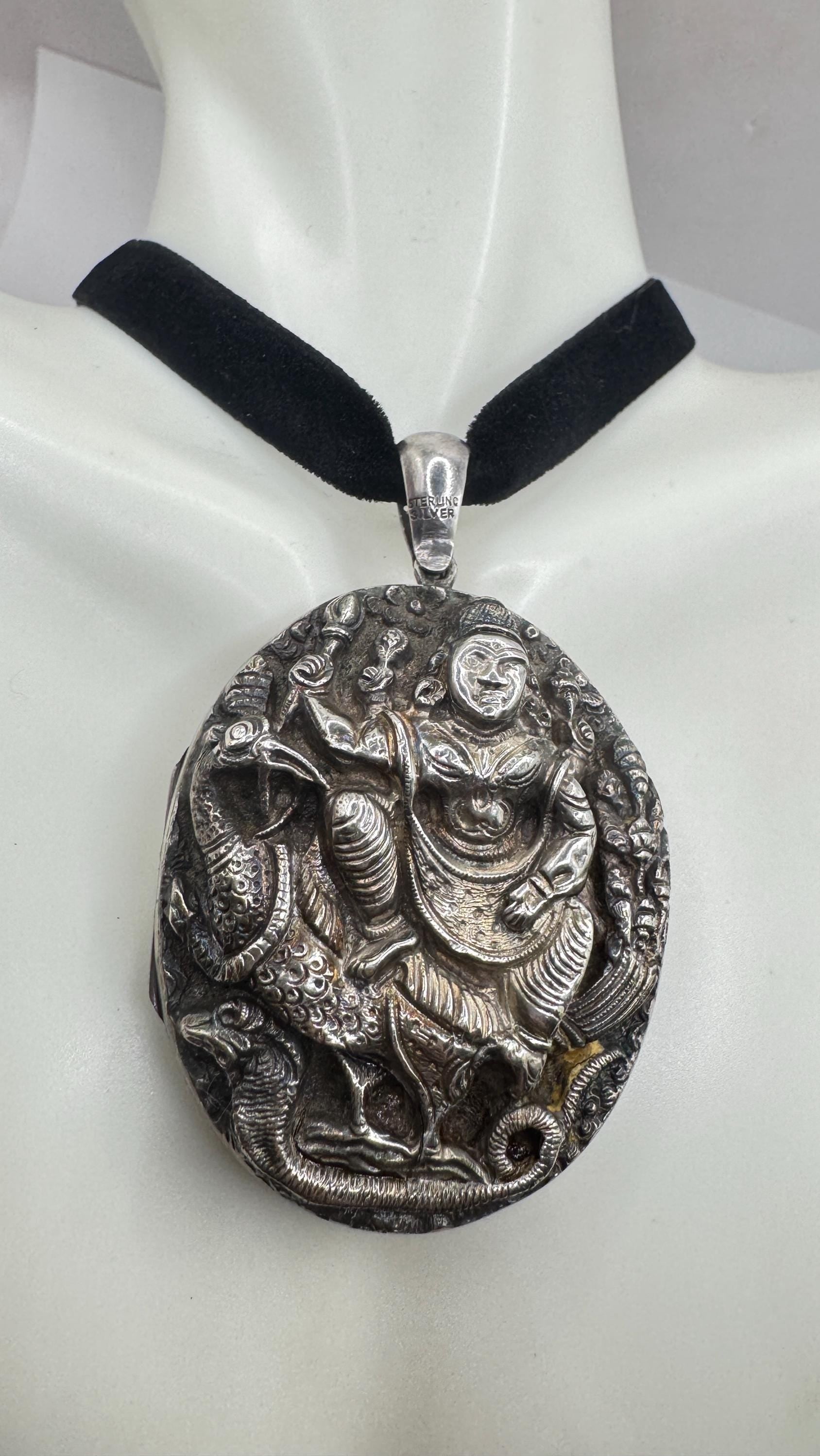 Vintage Locket Choker 925 Sterling Silver Necklace