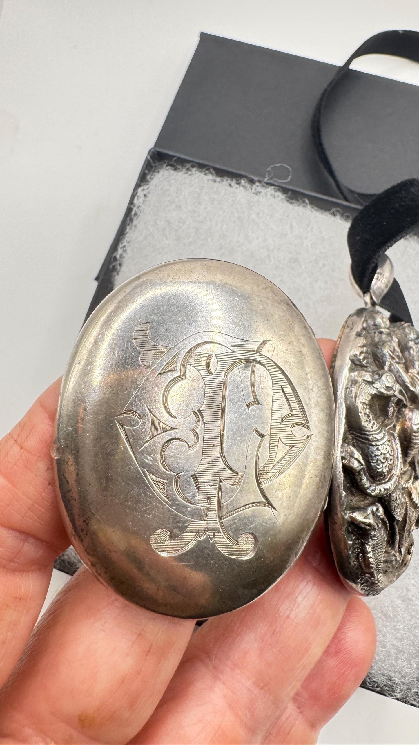 Vintage Locket Choker 925 Sterling Silver Necklace