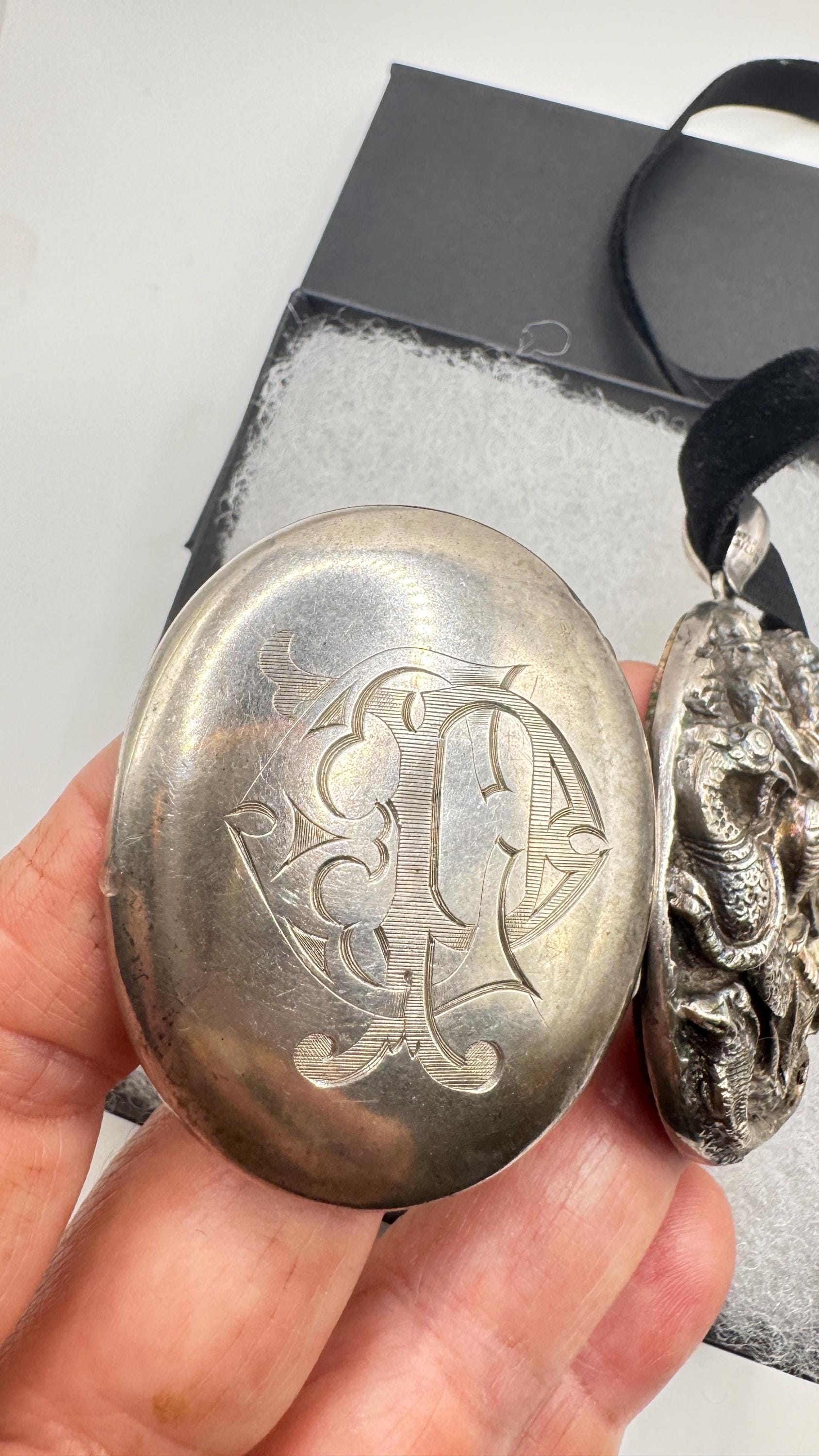 Vintage Locket Choker 925 Sterling Silver Necklace