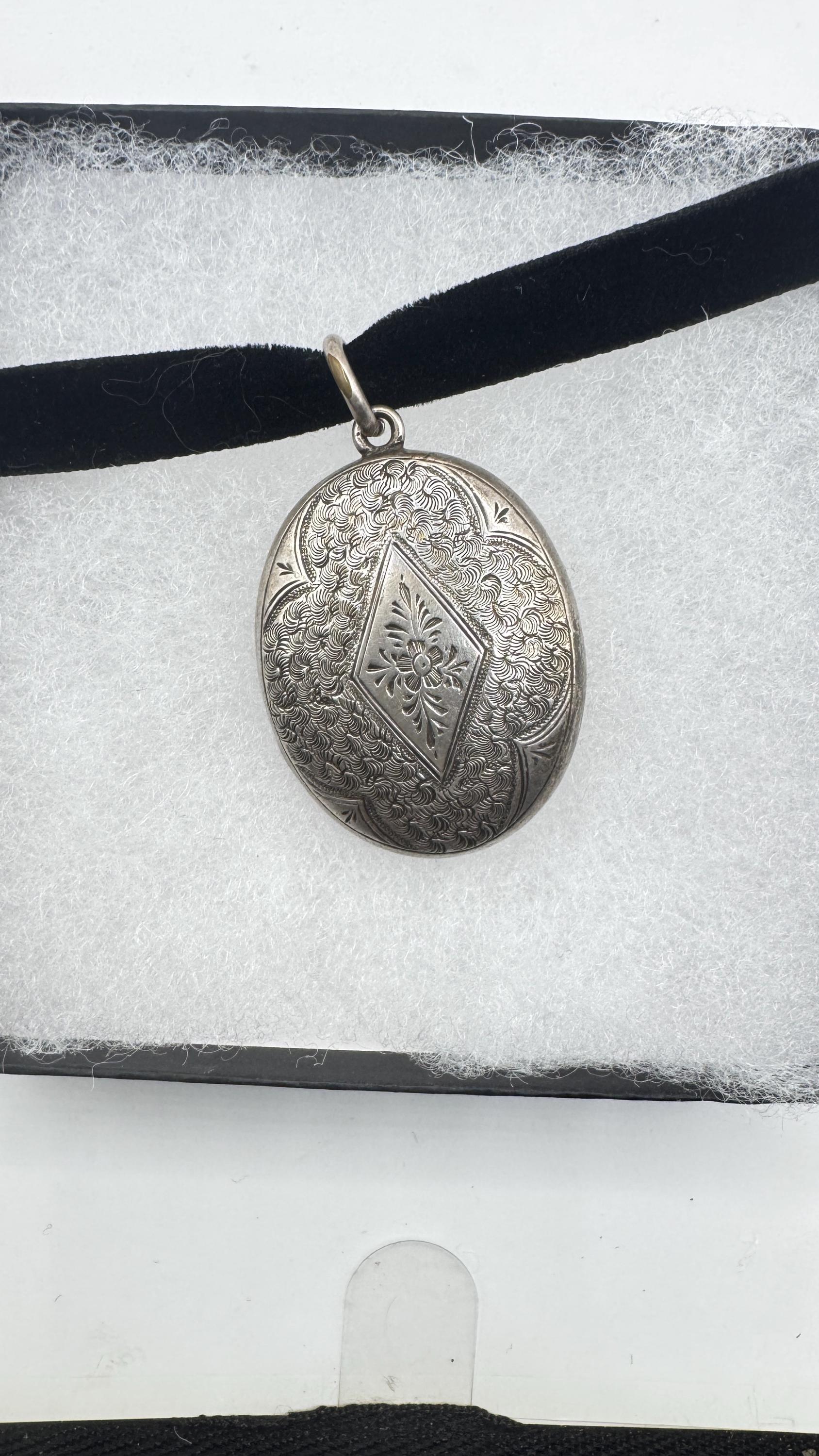 Vintage Locket Choker 925 Sterling Silver Necklace