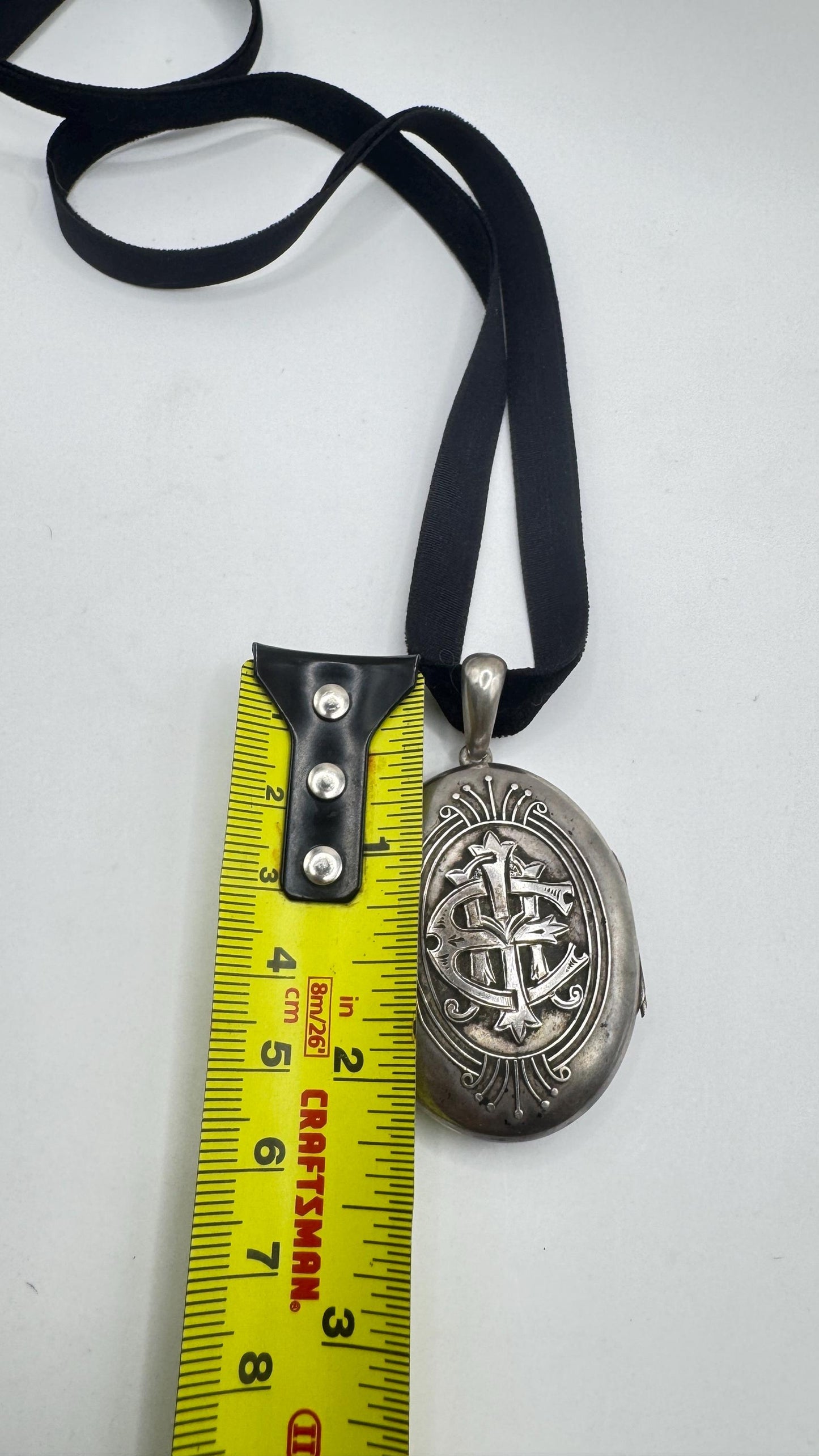 Vintage Locket Choker 925 Sterling Silver Necklace