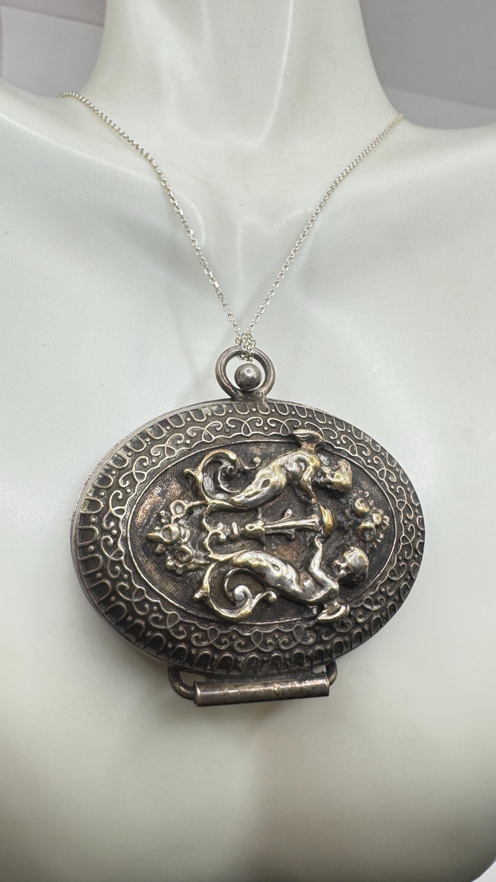 Vintage Locket Choker 925 Sterling Silver Necklace