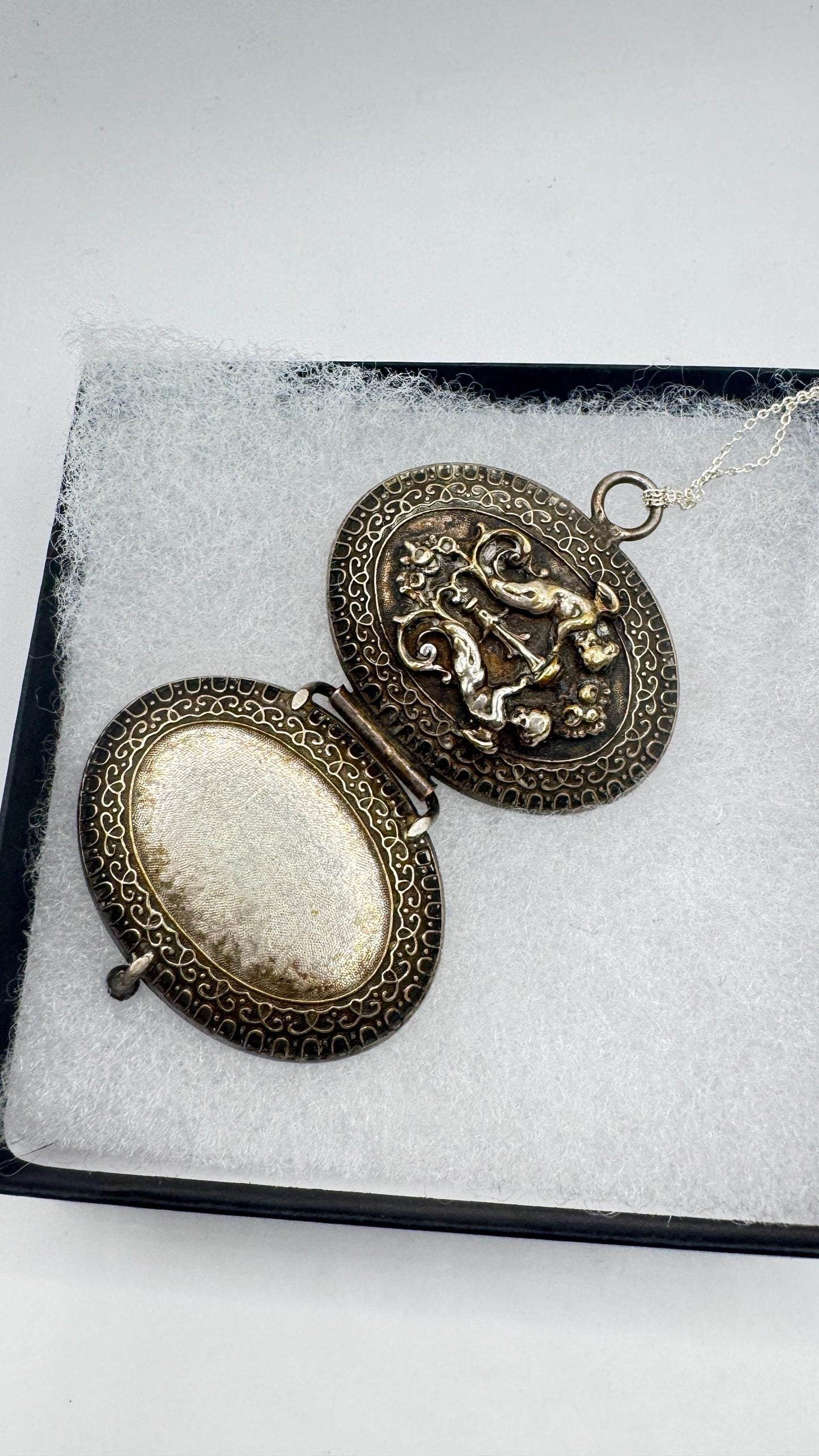 Vintage Locket Choker 925 Sterling Silver Necklace