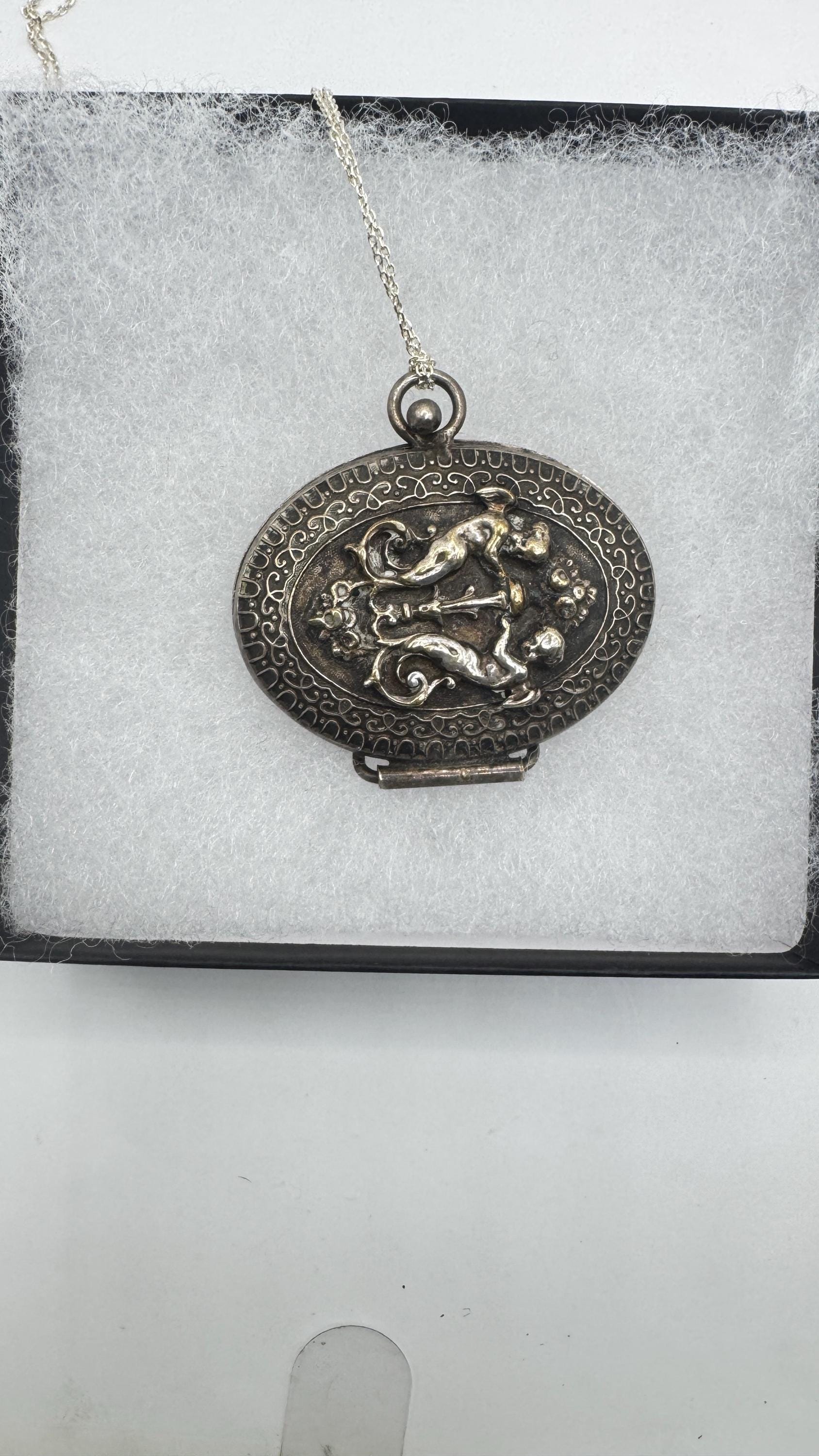 Vintage Locket Choker 925 Sterling Silver Necklace