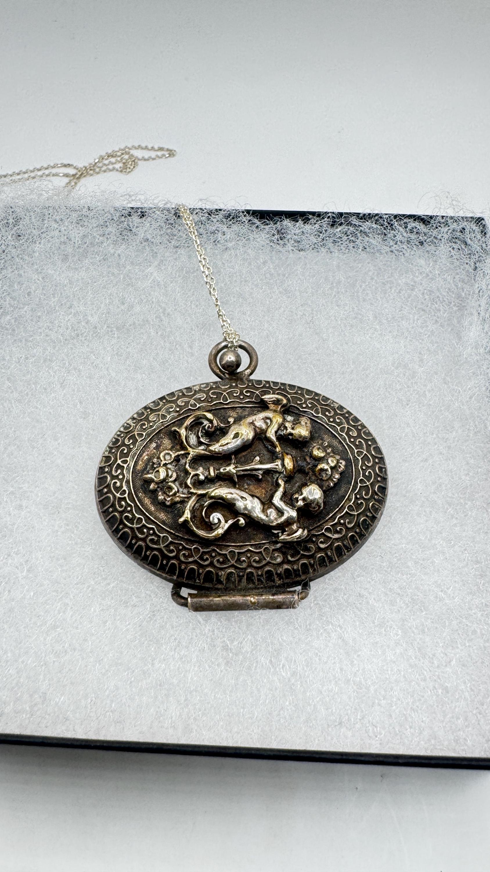 Vintage Locket Choker 925 Sterling Silver Necklace