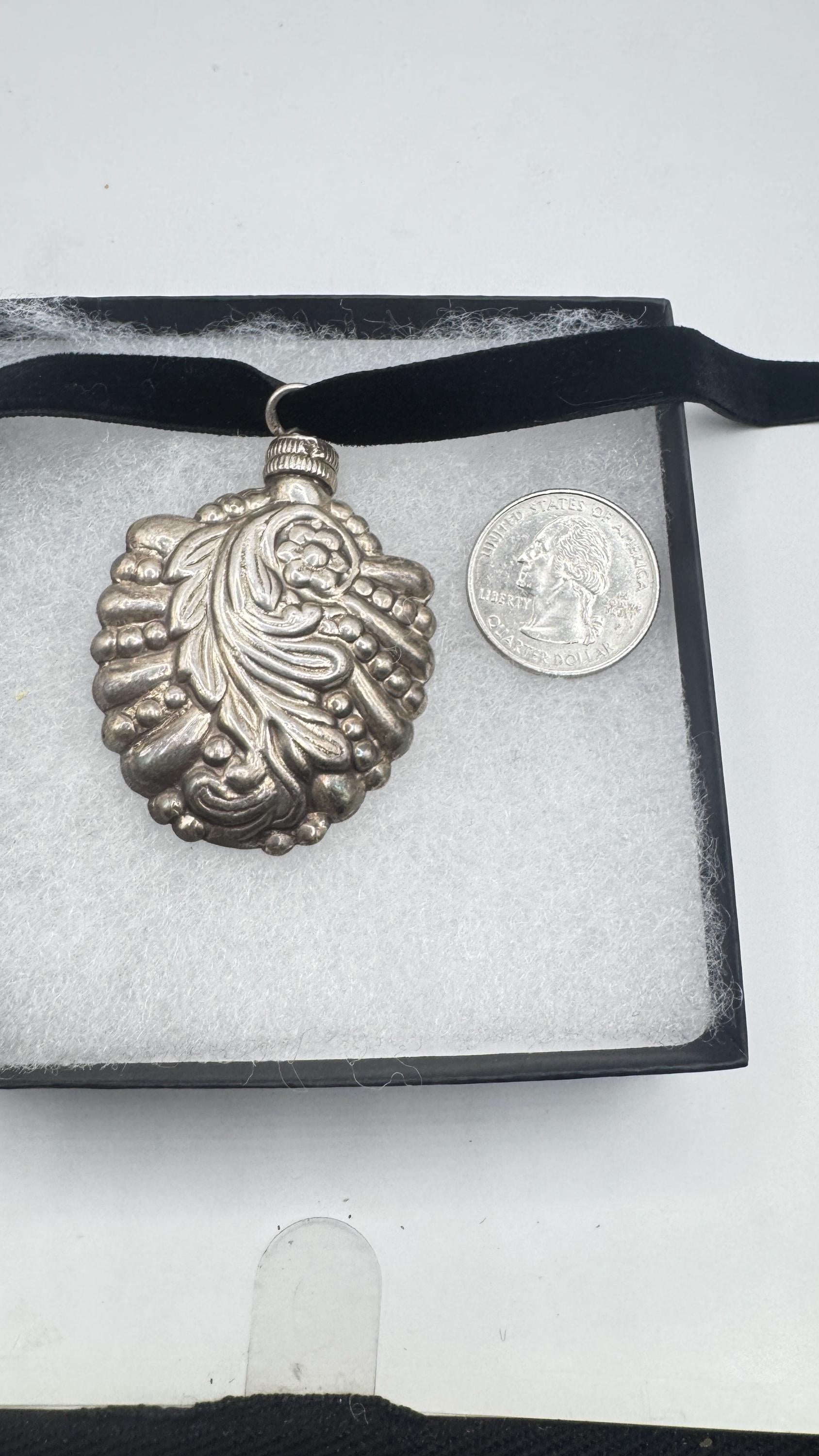 Vintage Perfume Oil Bottle 925 Sterling silver Pendant Necklace