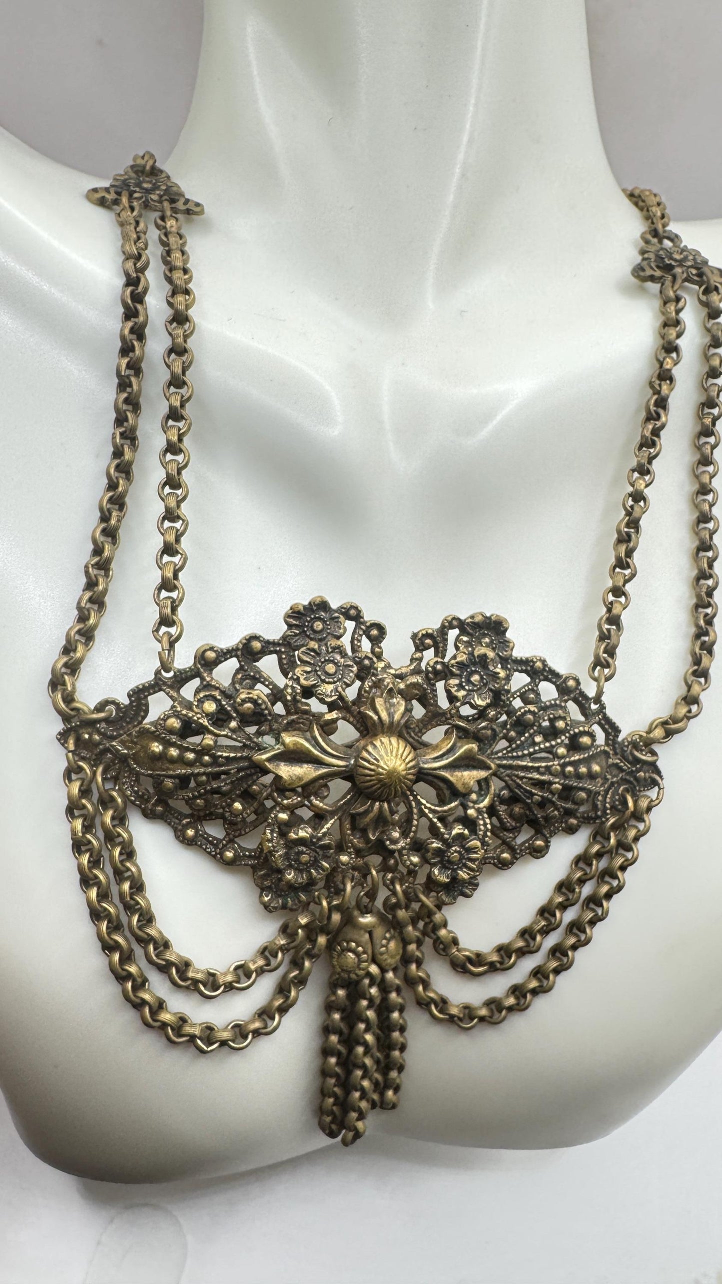 Vintage Bronze Cascade Choker necklace