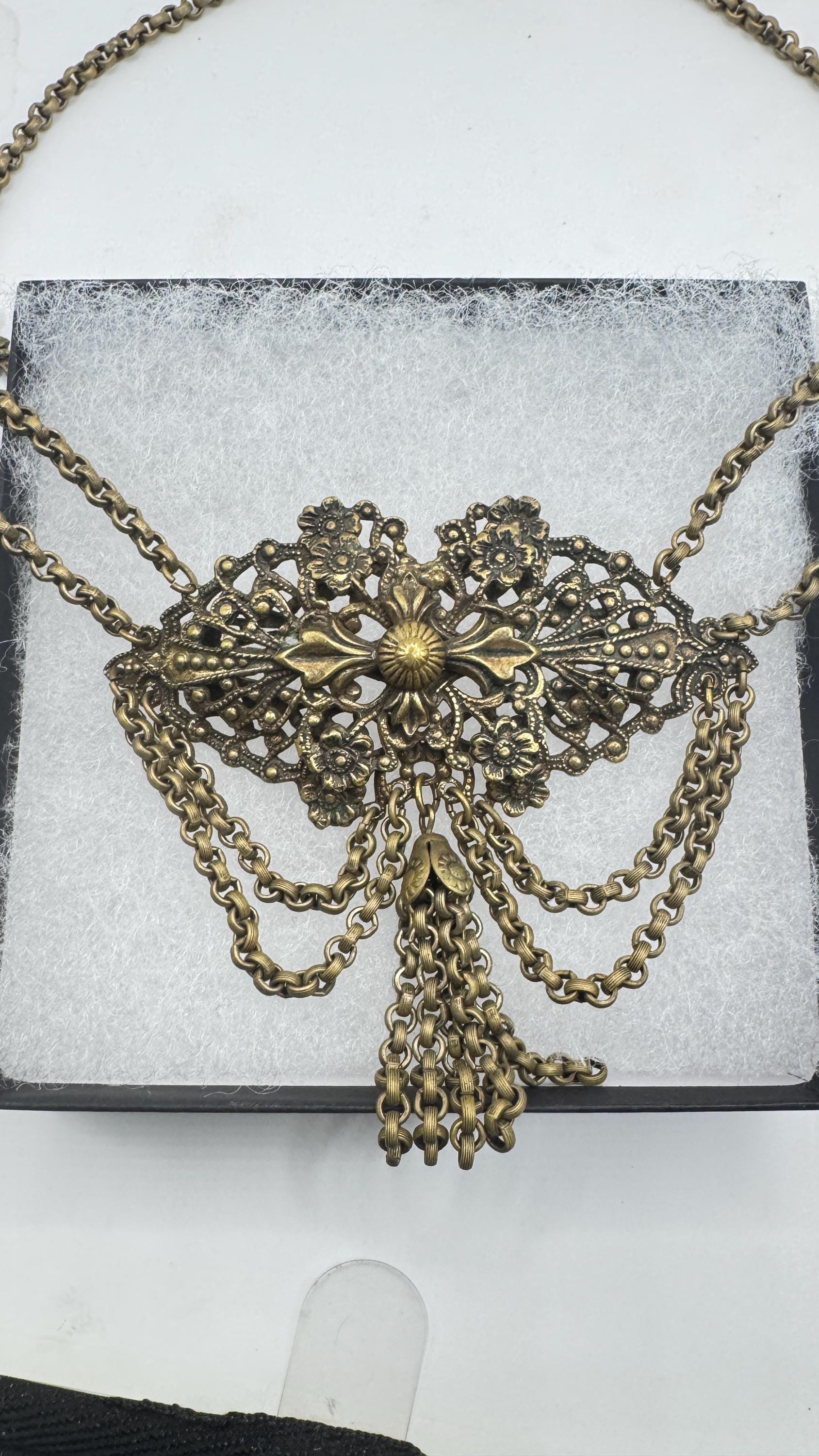 Vintage Bronze Cascade Choker necklace