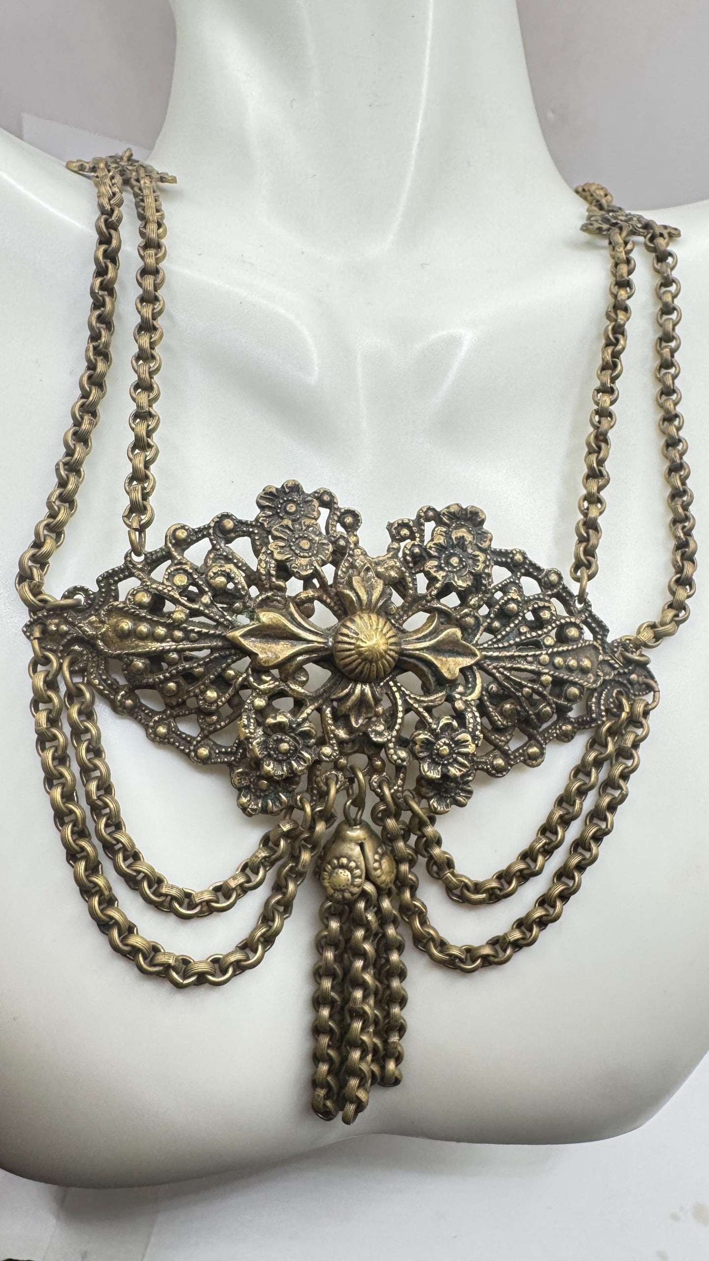 Vintage Bronze Cascade Choker necklace