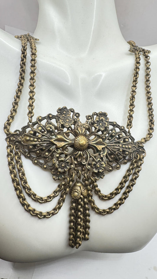 Vintage Bronze Cascade Choker necklace
