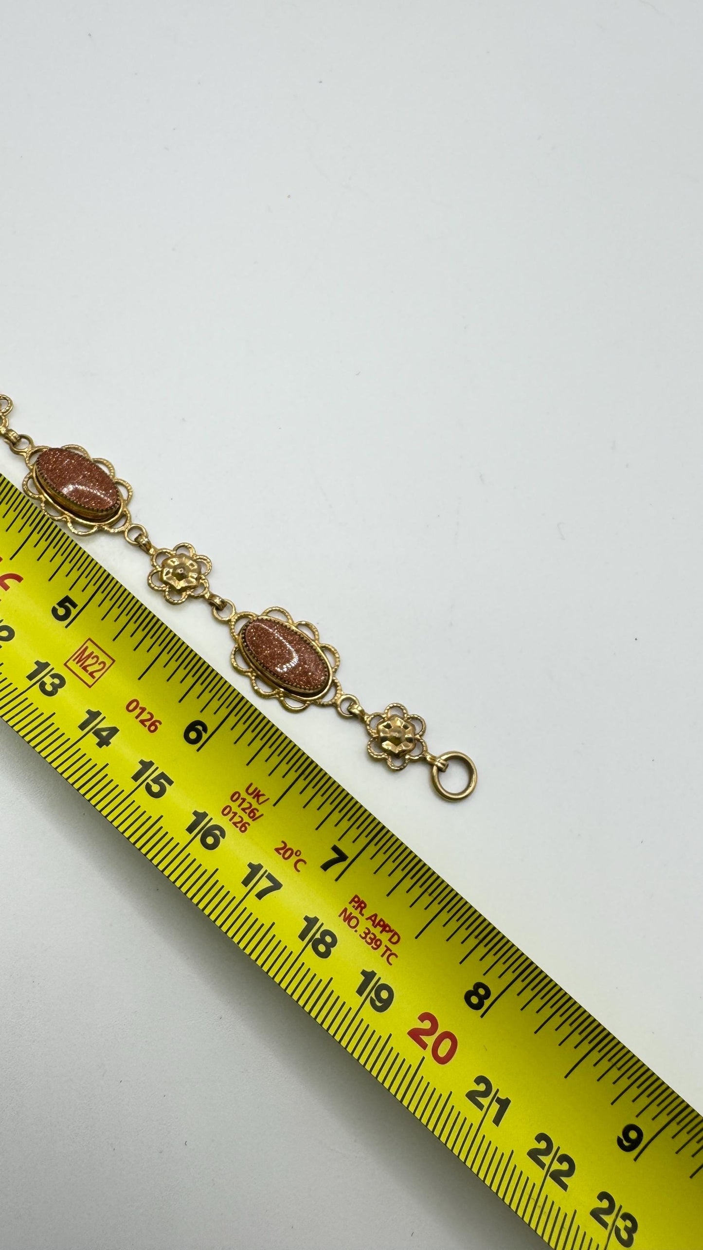 Vintage goldstone Gold Filled Statement Chain Bracelet