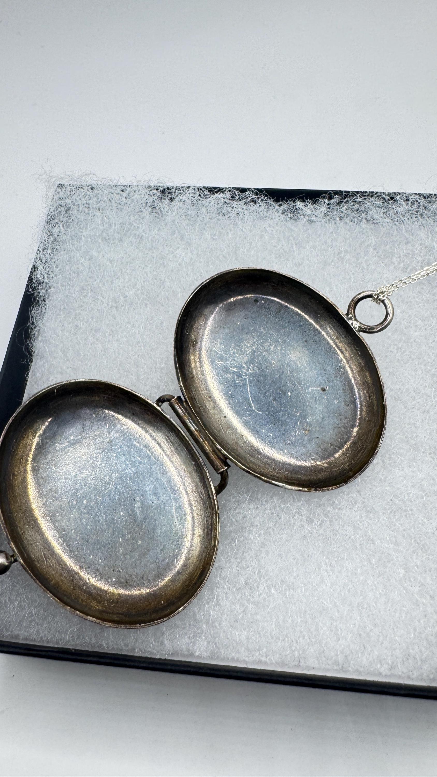Vintage Locket Choker 925 Sterling Silver Necklace